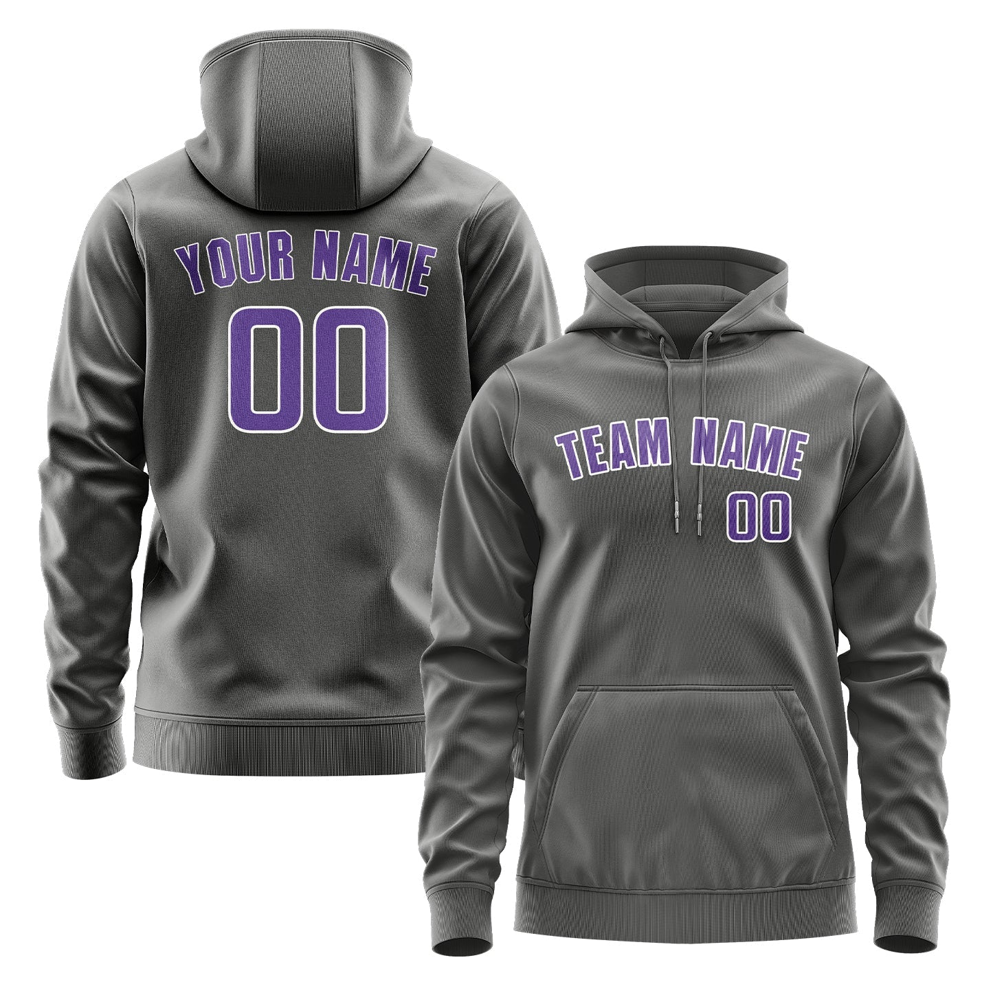 Custom Dark Grey Light Purple Hoodie