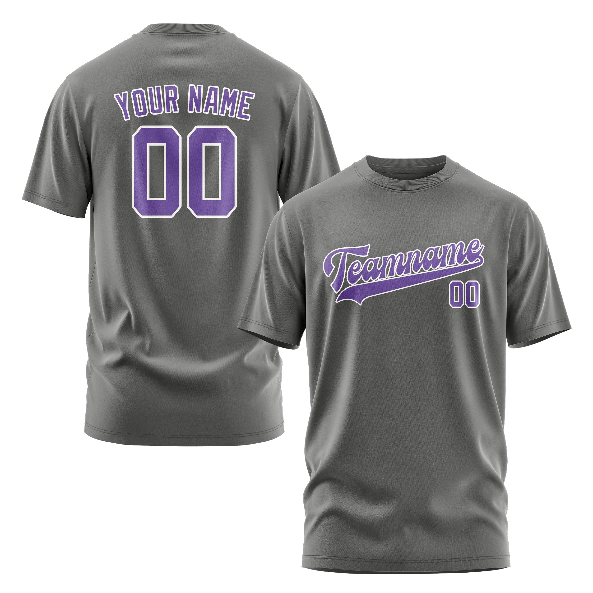 Custom Dark Grey Light Purple T-Shirt