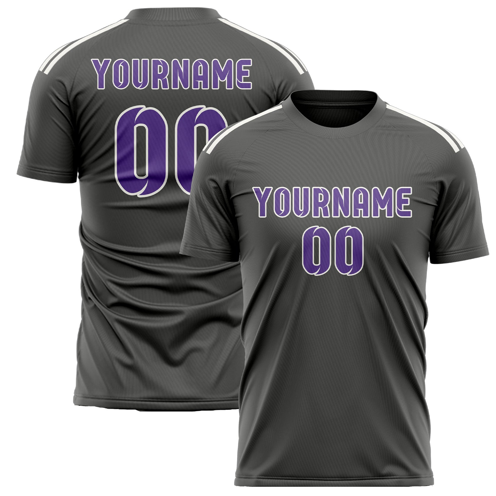 Custom Dark Grey Light Purple Soccer Jersey