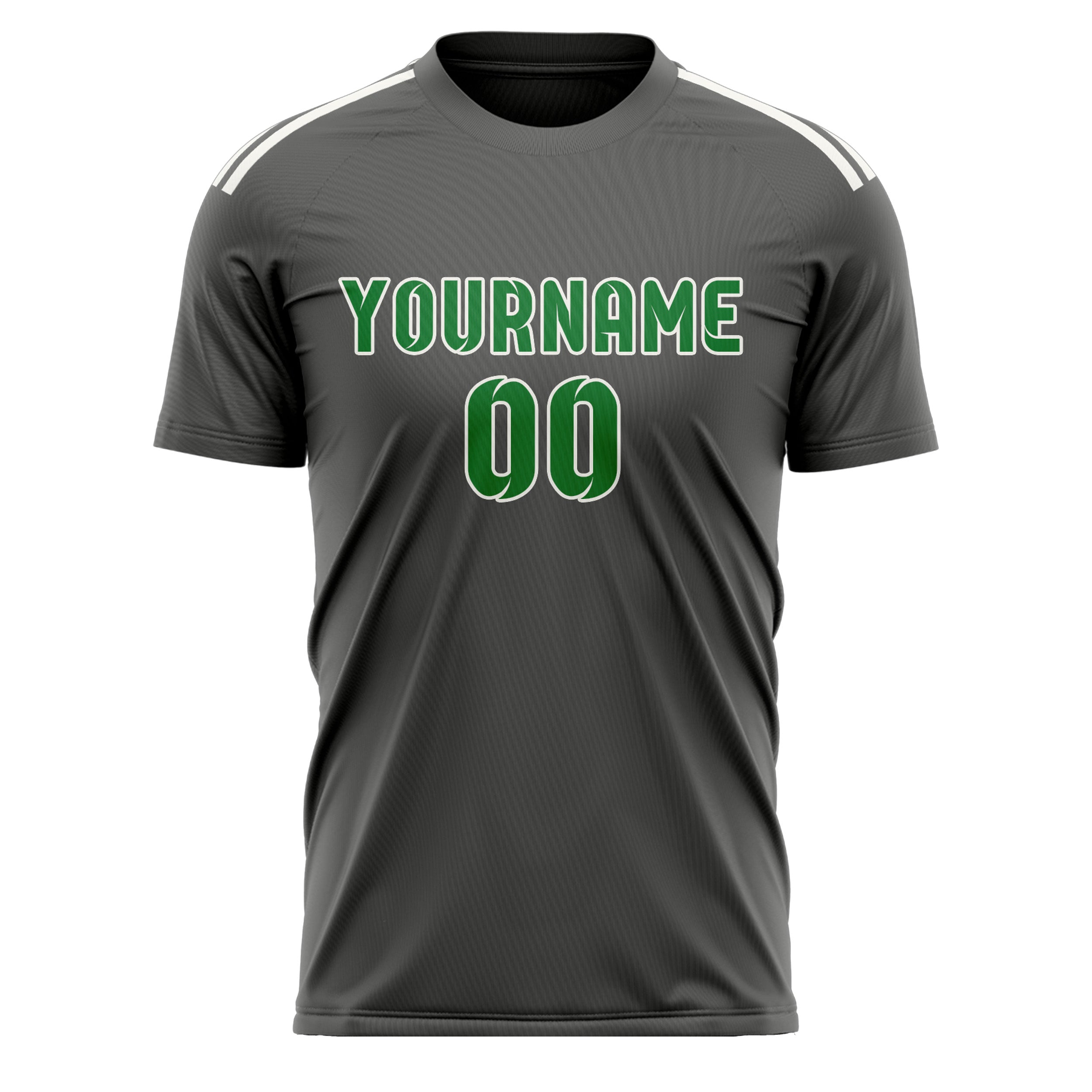 Custom Dark Grey Emerald Green Soccer Jersey