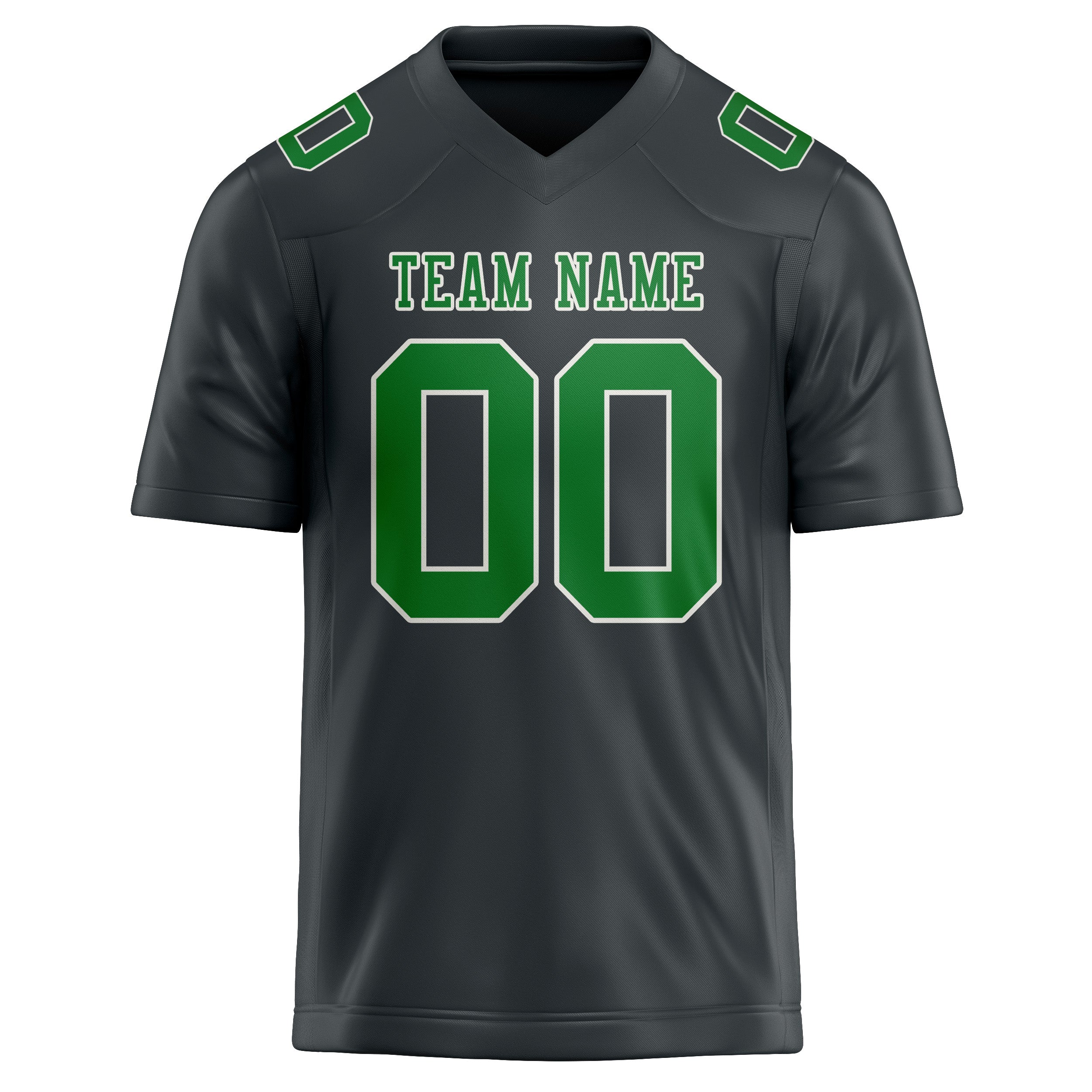 Custom Dark Grey Emerald Green Football Jersey