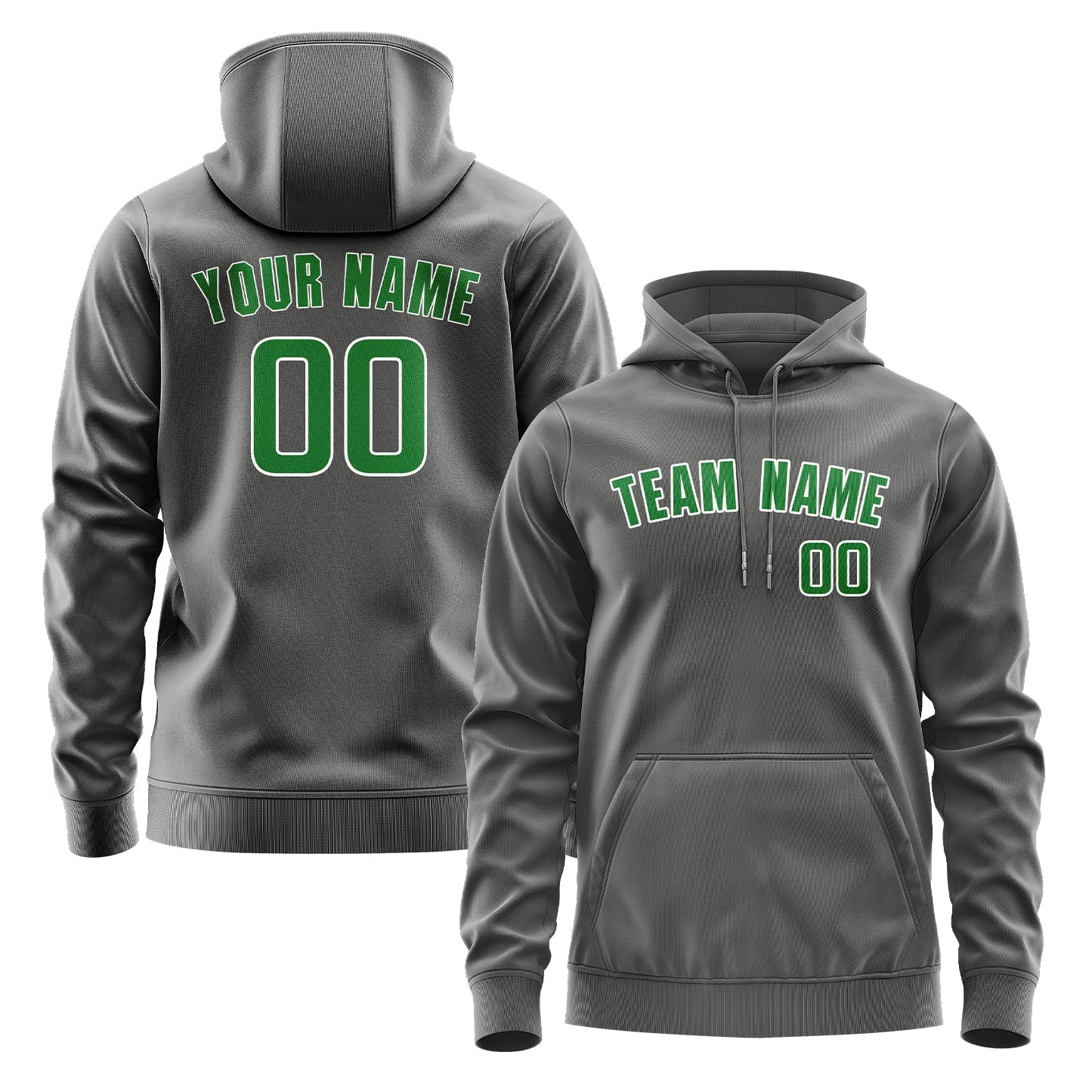 Custom Dark Grey Emerald Green Hoodie
