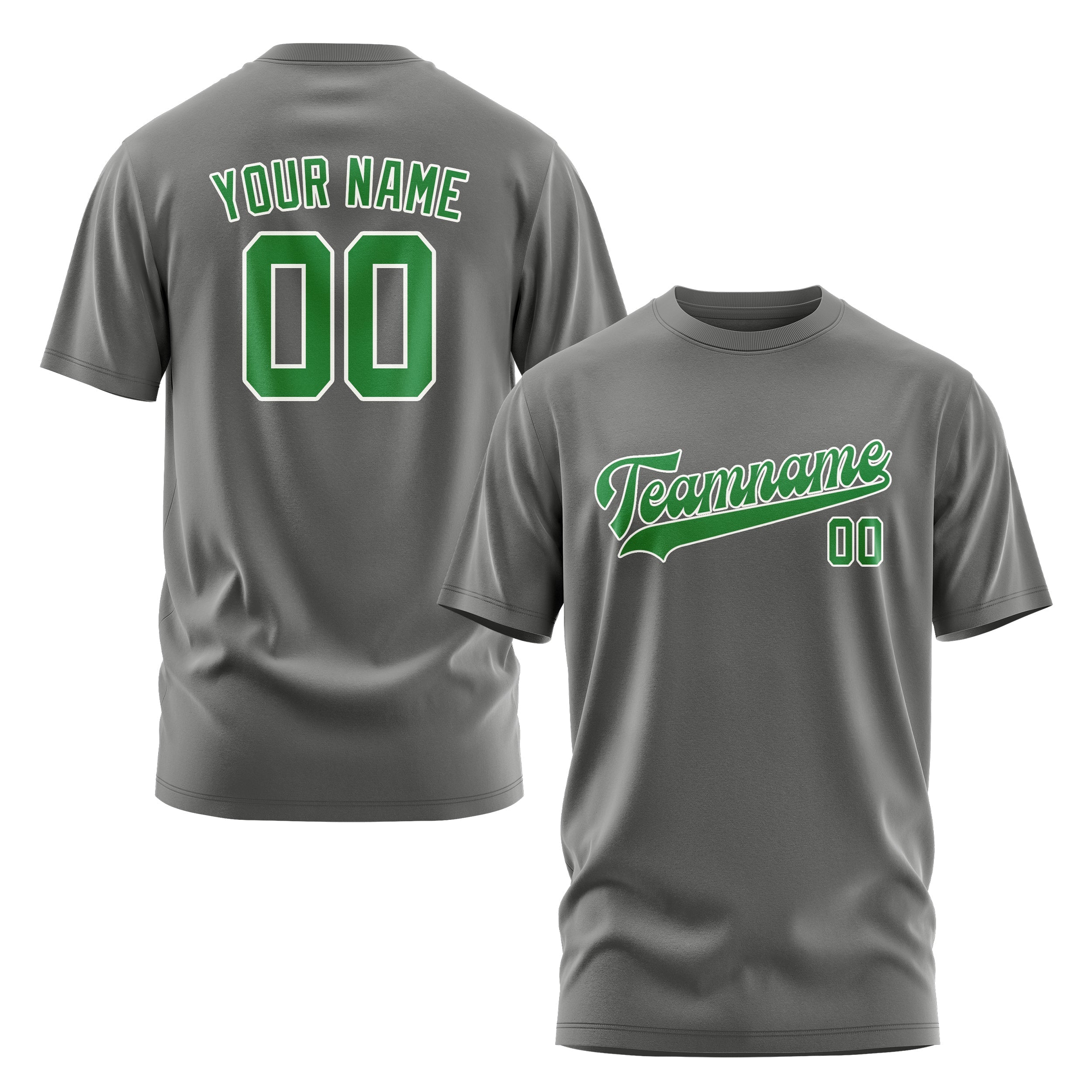 Custom Dark Grey Emerald Green T-Shirt