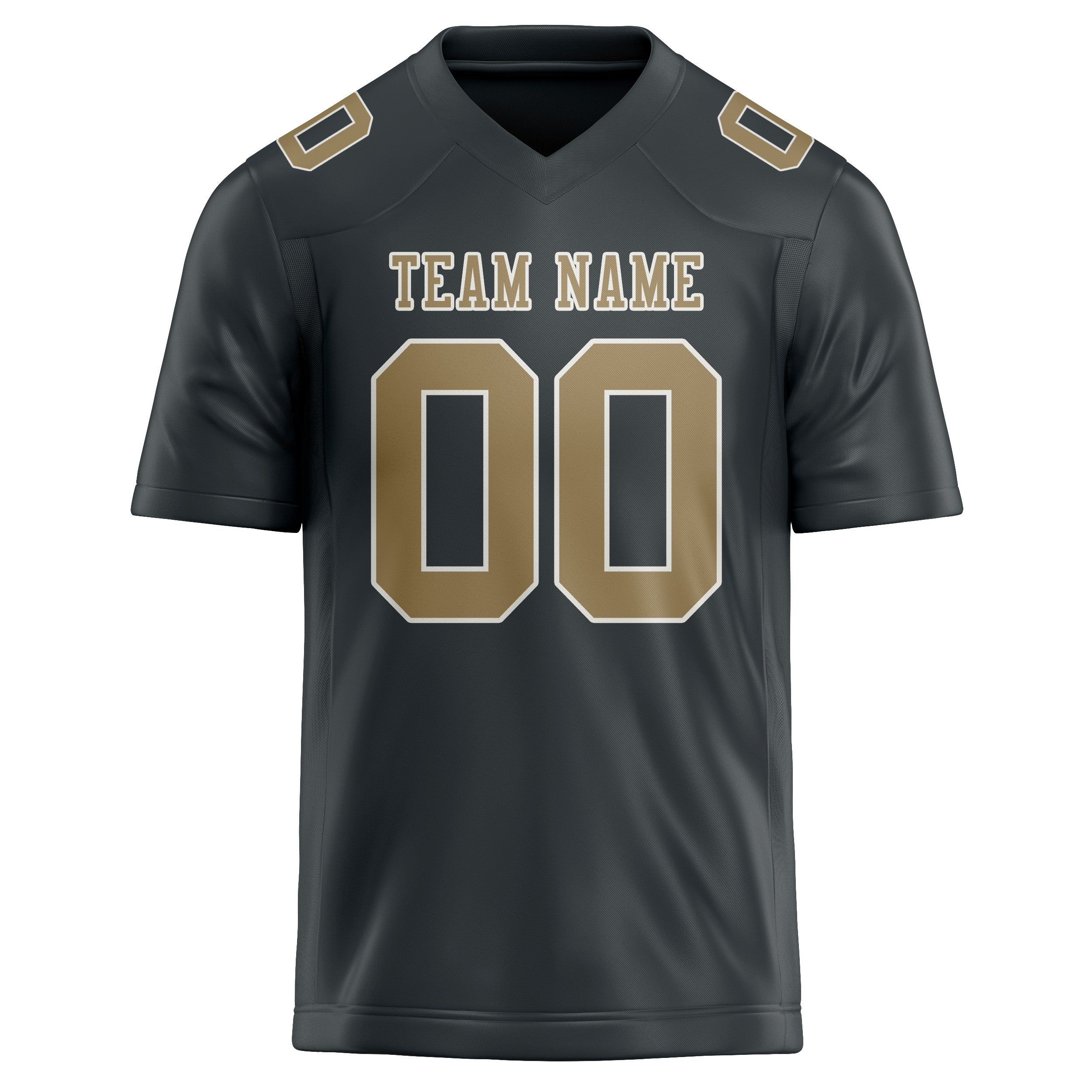 Custom Dark Grey Light Khaki Football Jersey