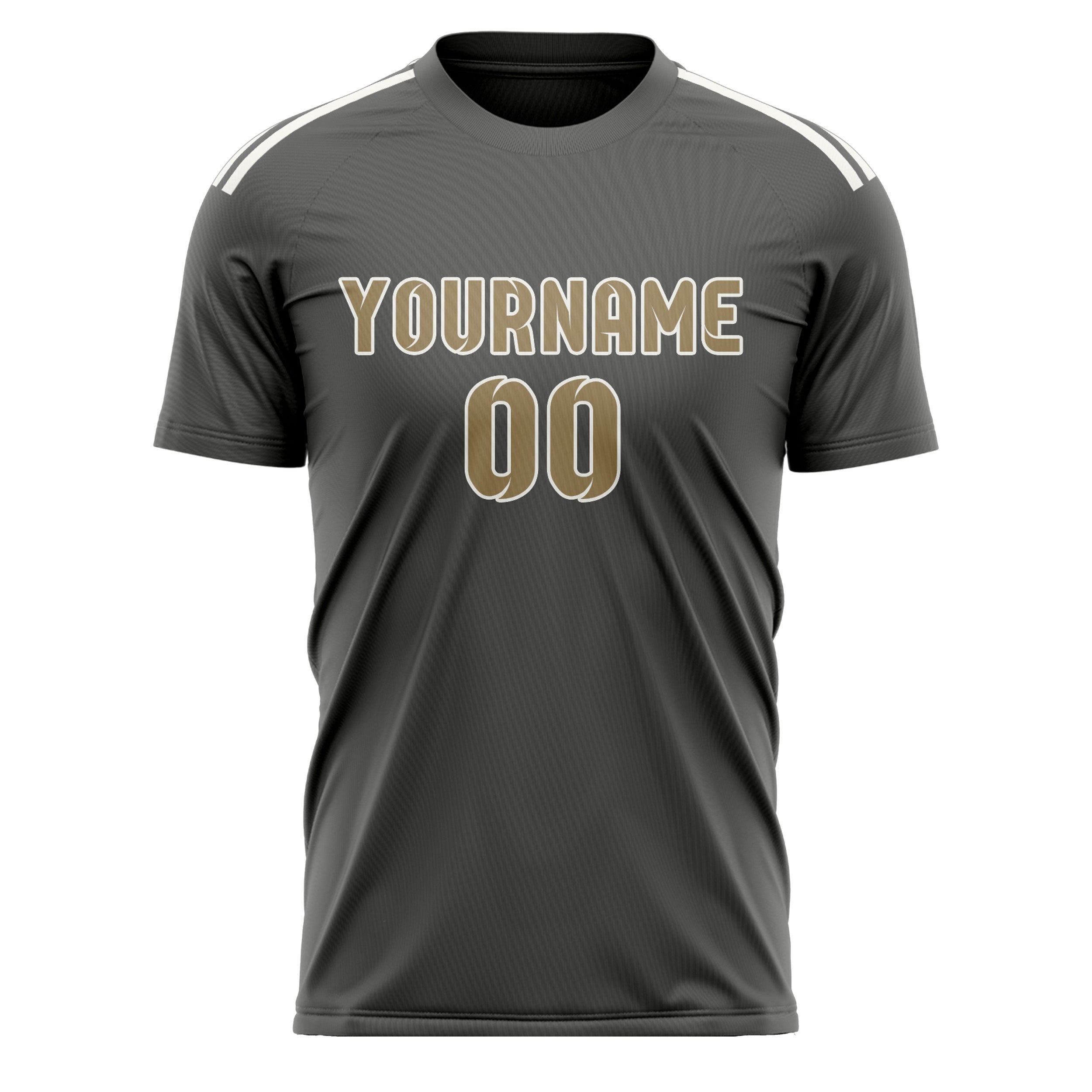Custom Dark Grey Light Khaki Soccer Jersey