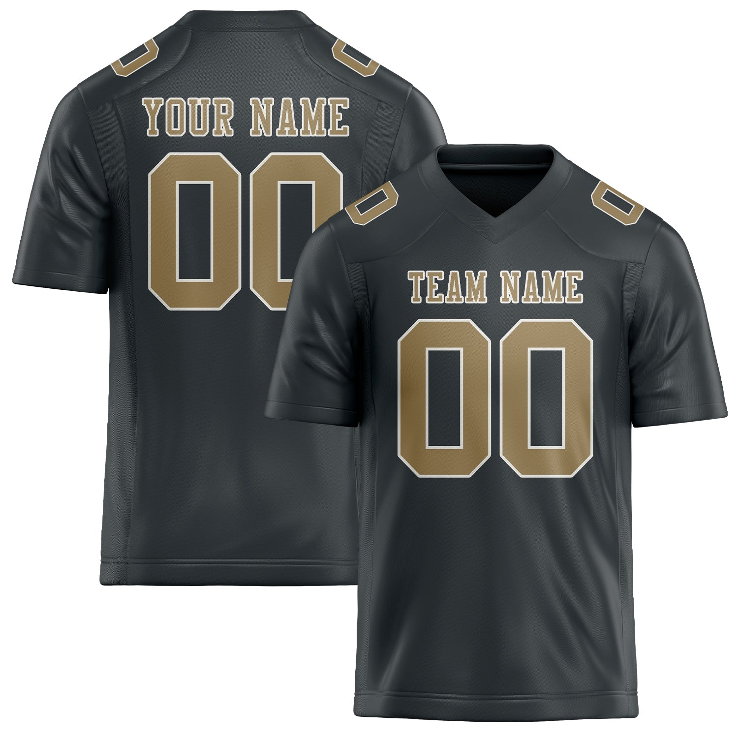 Custom Dark Grey Light Khaki Football Jersey