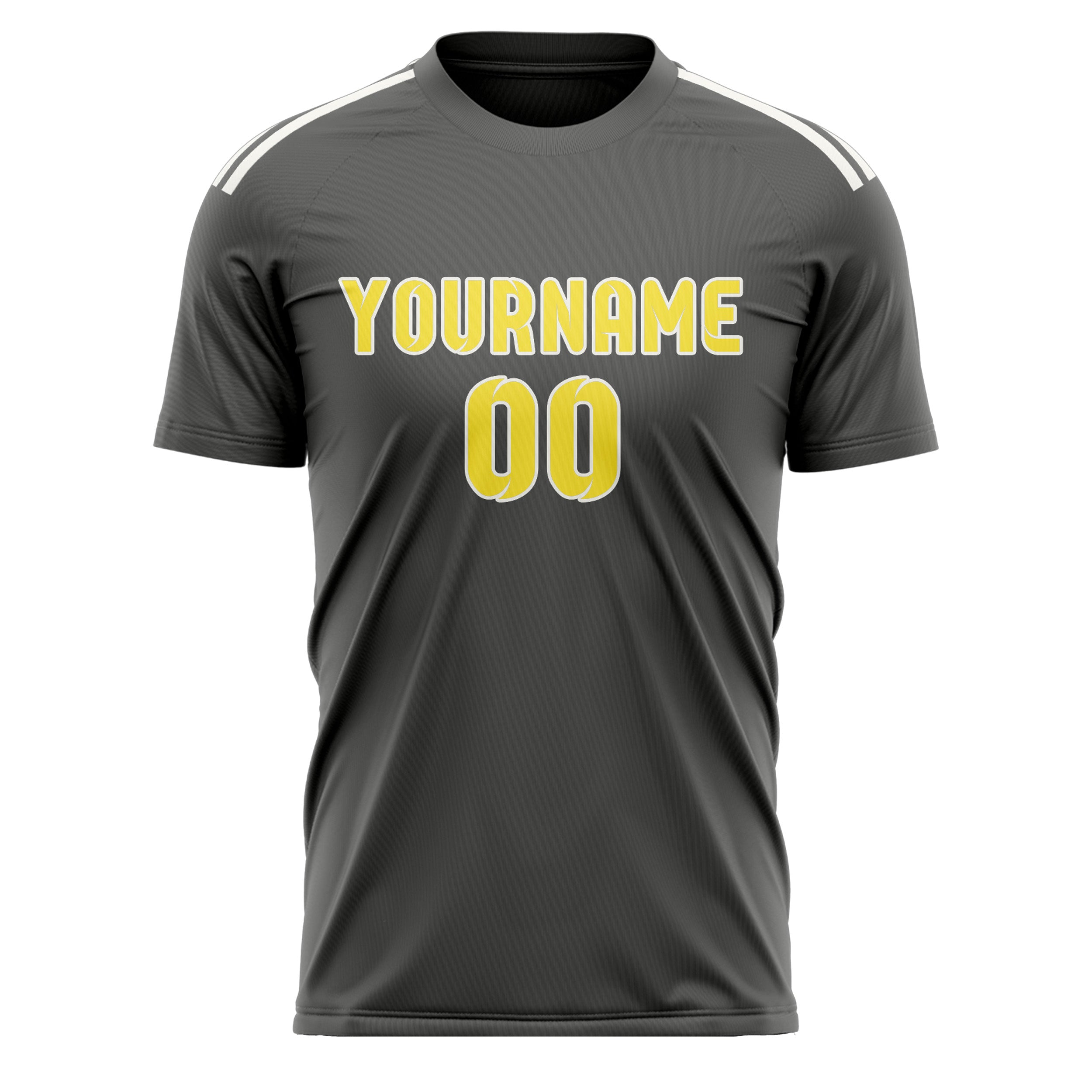Custom Dark Grey Light Yellow Soccer Jersey