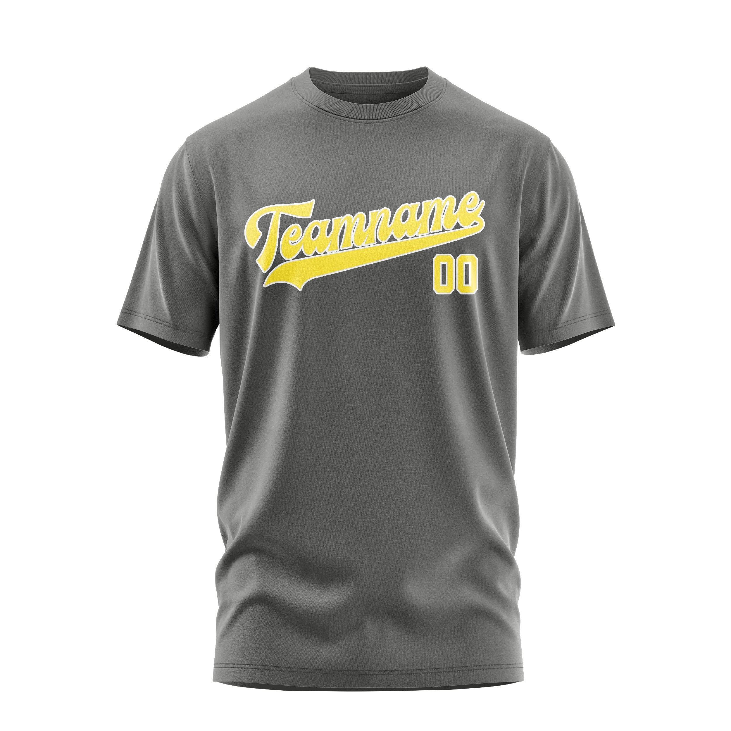 Custom Dark Grey Light Yellow T-Shirt