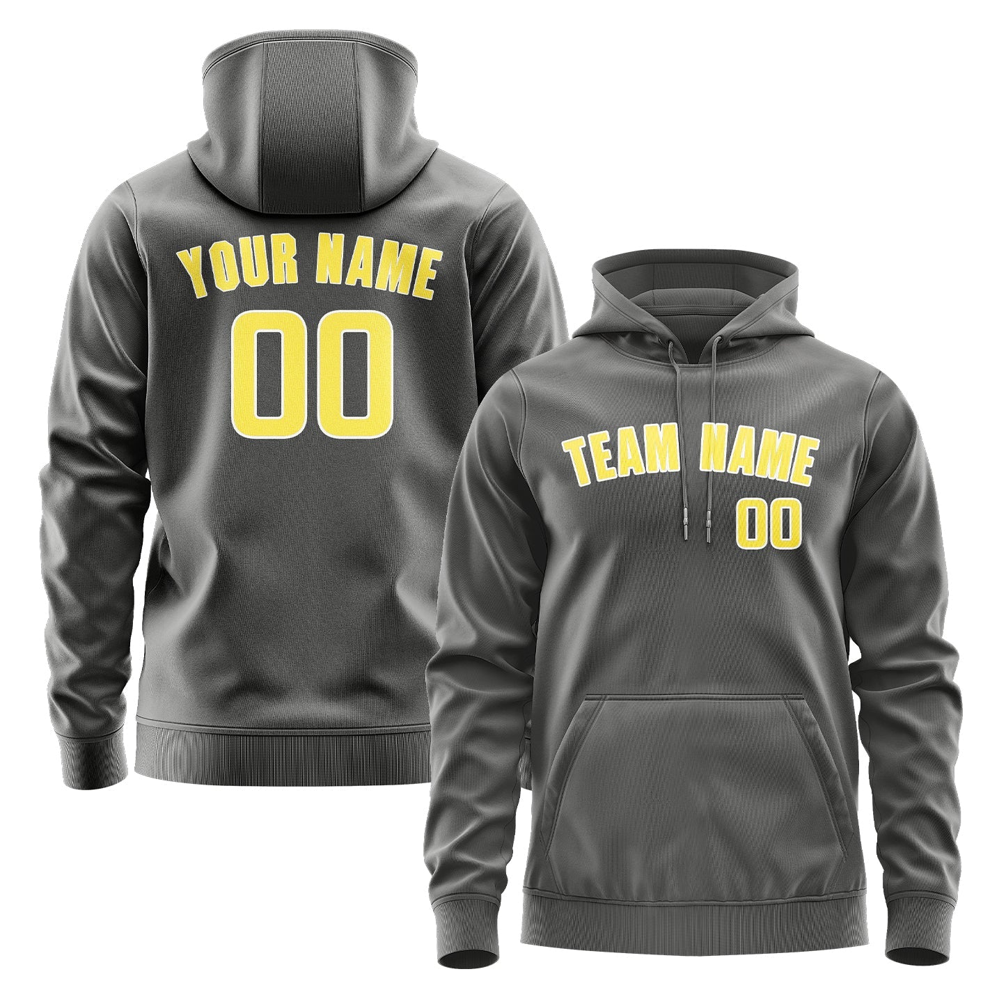 Custom Dark Grey Light Yellow Hoodie