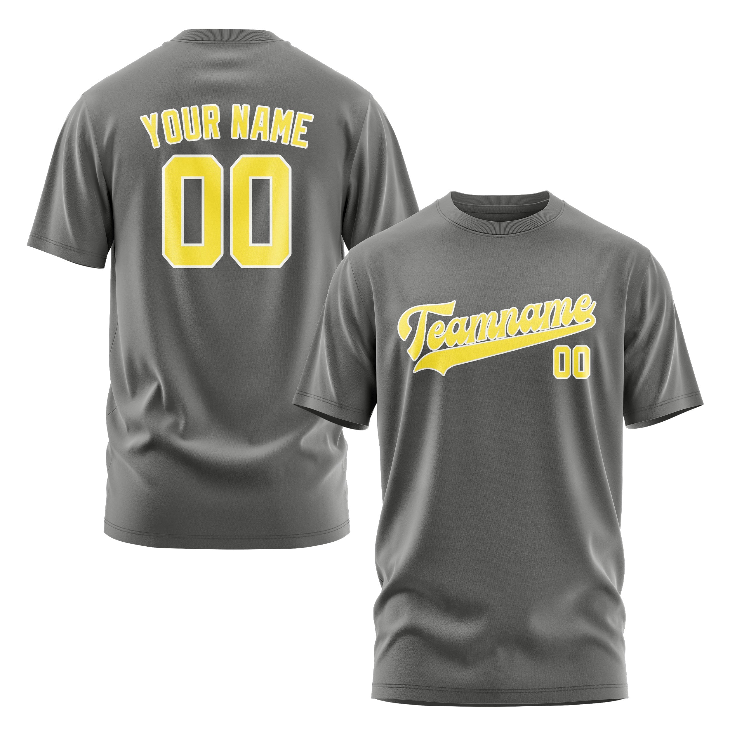 Custom Dark Grey Light Yellow T-Shirt