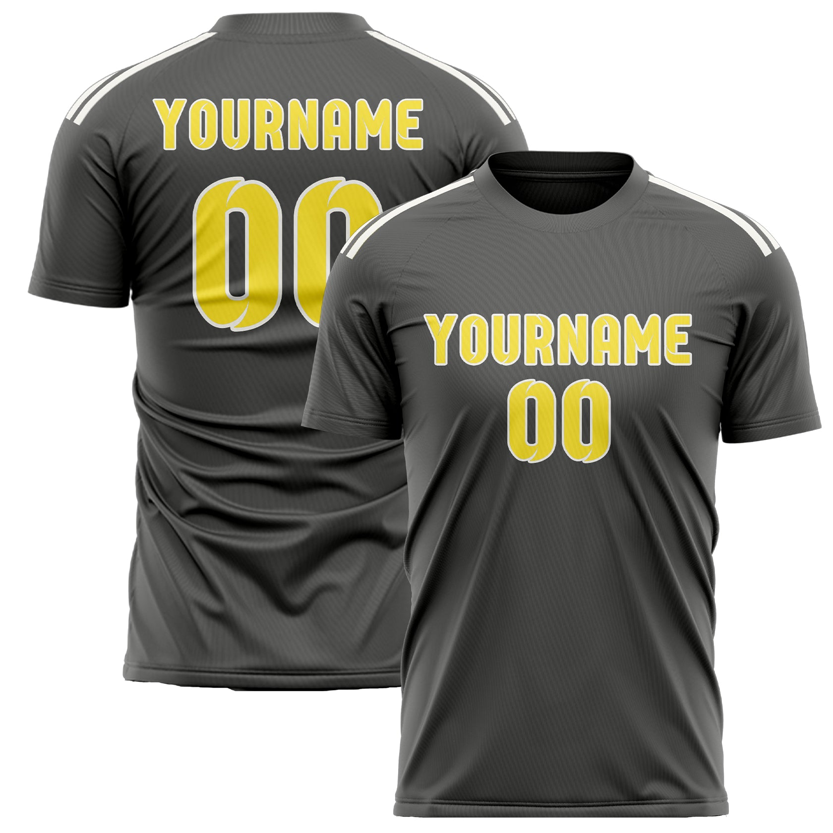 Custom Dark Grey Light Yellow Soccer Jersey