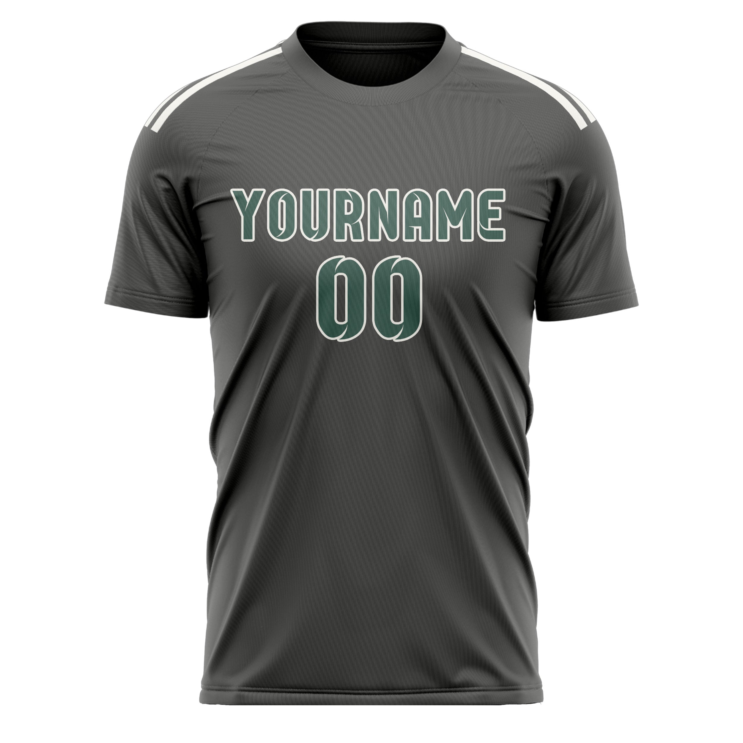Custom Dark Grey Blue Green Soccer Jersey