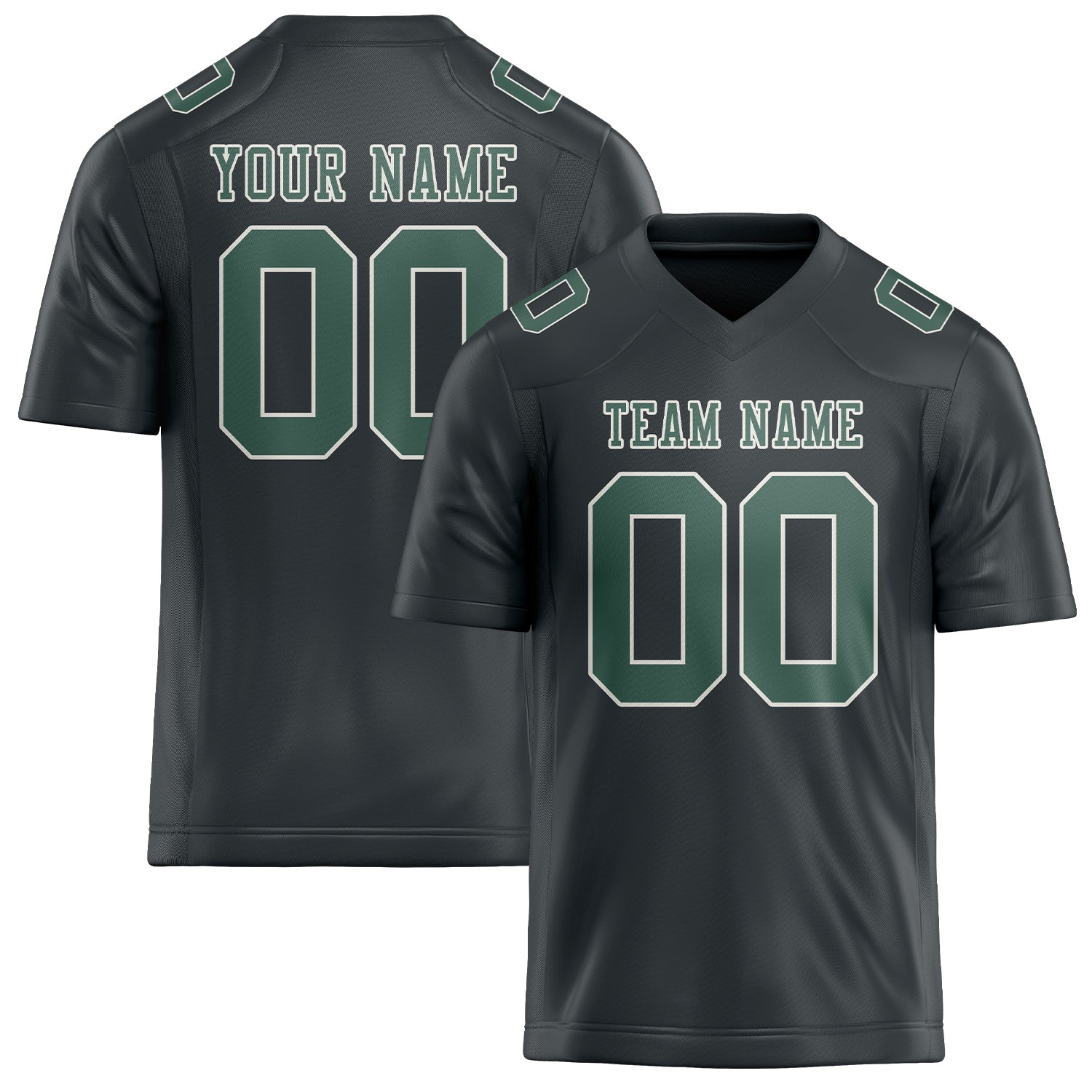 Custom Dark Grey Blue Green Football Jersey