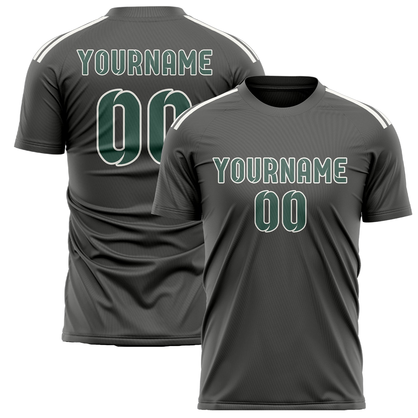 Custom Dark Grey Blue Green Soccer Jersey