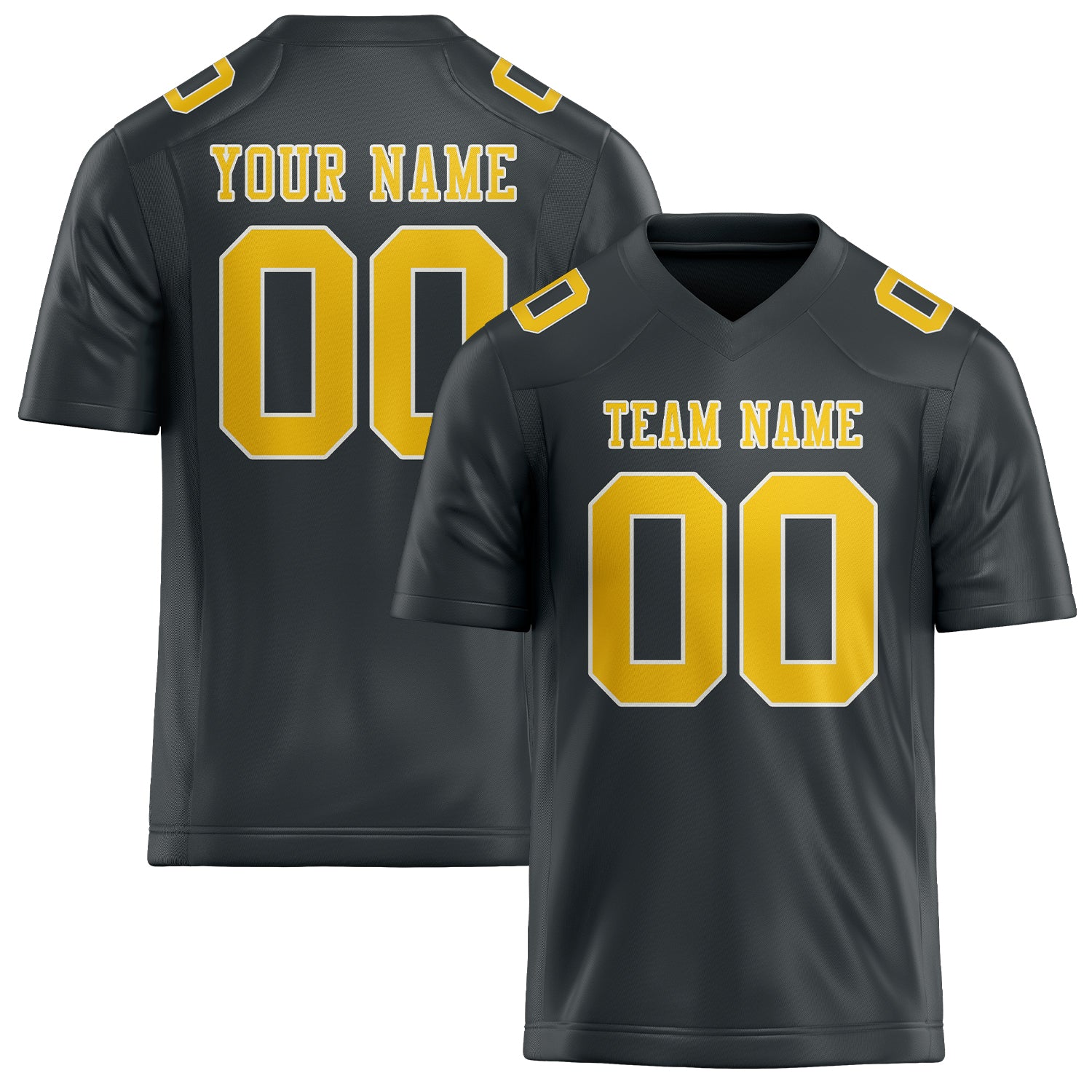 Custom Dark Grey Gold Football Jersey