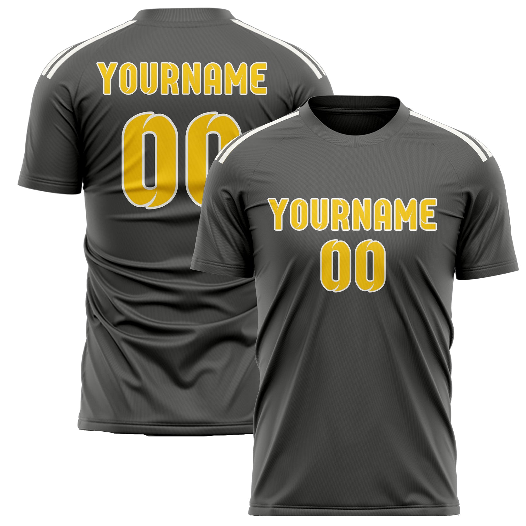 Custom Dark Grey Gold Soccer Jersey
