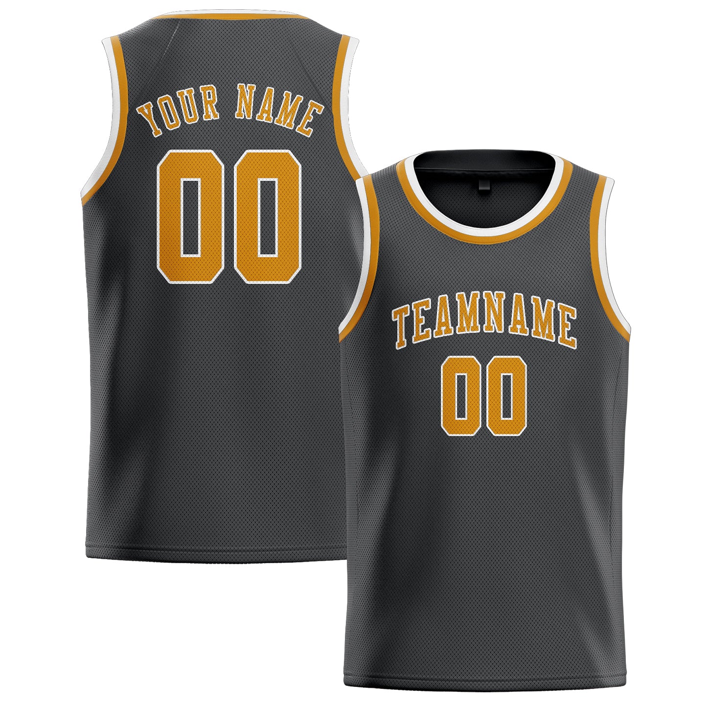 Custom Dark Grey Yellow Basketball Jersey