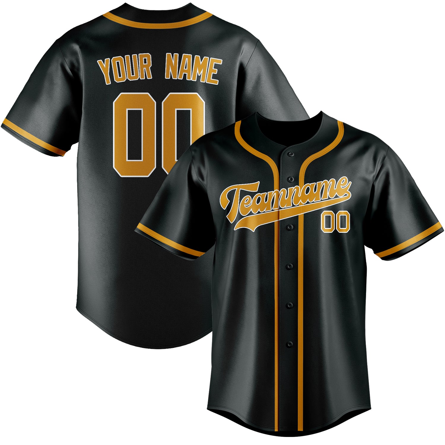 Custom Dark Grey Yellow Baseball Jersey