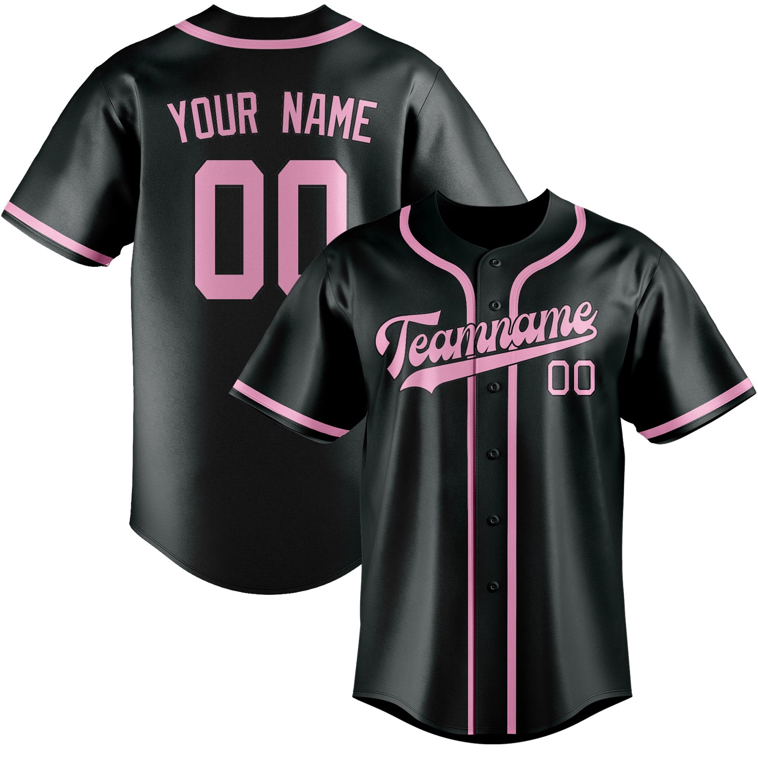 Custom Dark Grey Light Pink Baseball Jersey