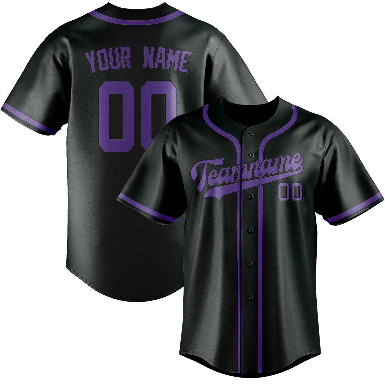 Custom Dark Grey Light Purple Baseball Jersey