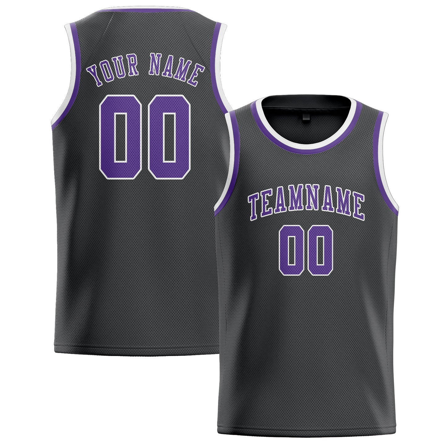 Custom Dark Grey Light Purple Basketball Jersey