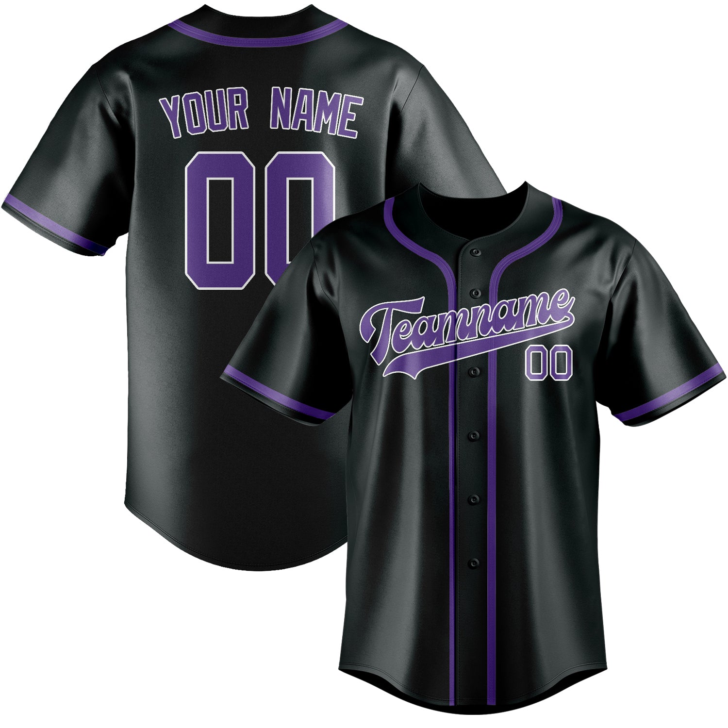 Custom Dark Grey Light Purple Baseball Jersey