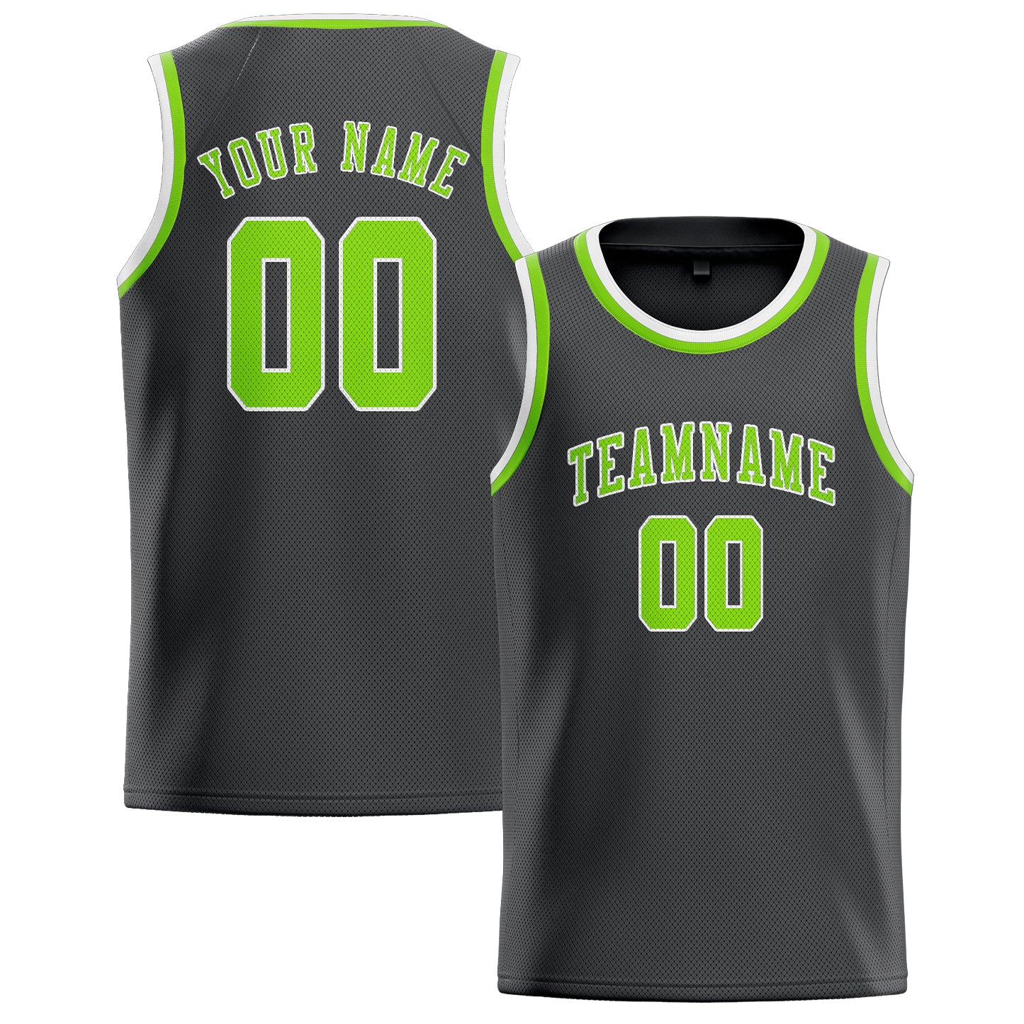 Custom Dark Grey Emerald Green Basketball Jersey