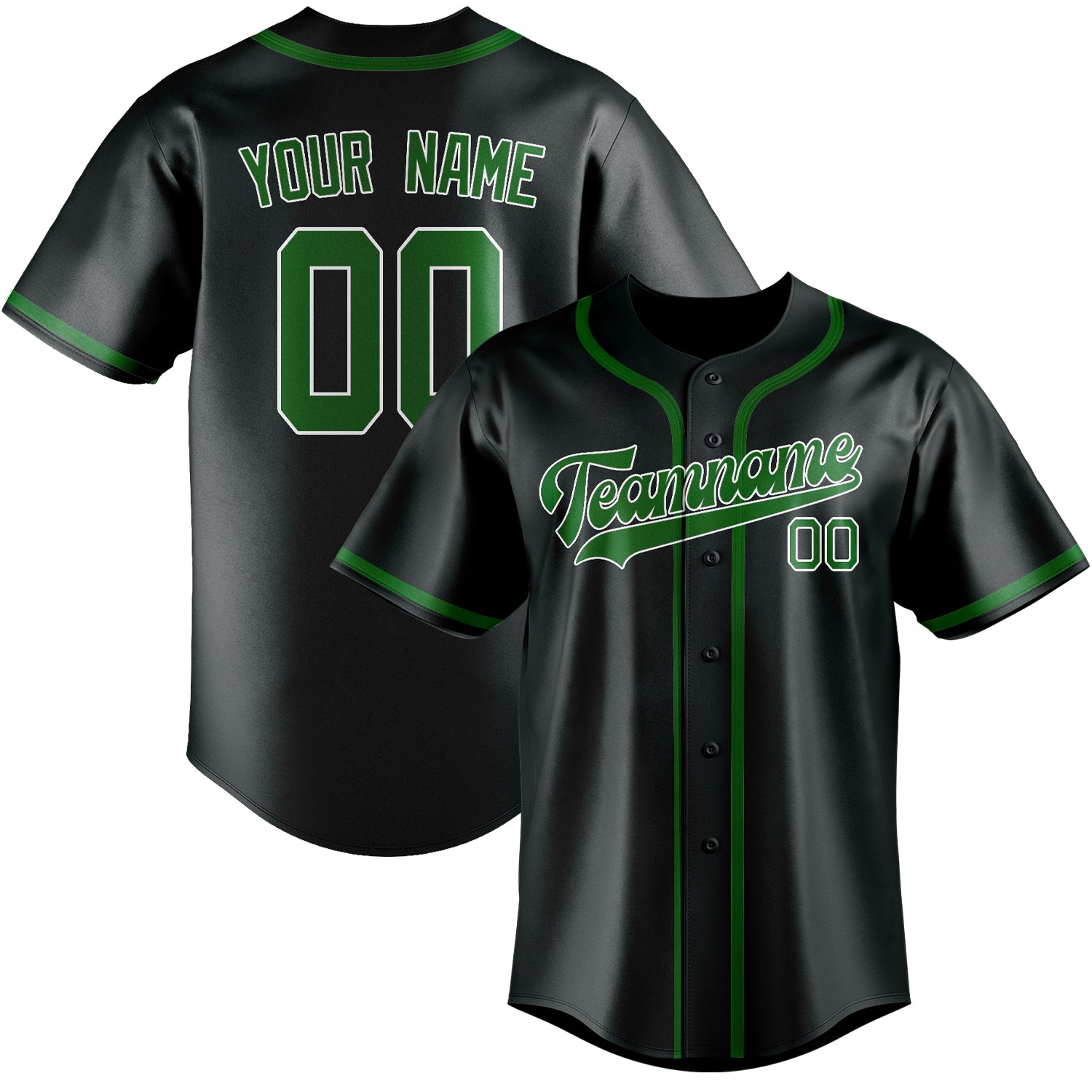 Custom Dark Grey Emerald Green Baseball Jersey