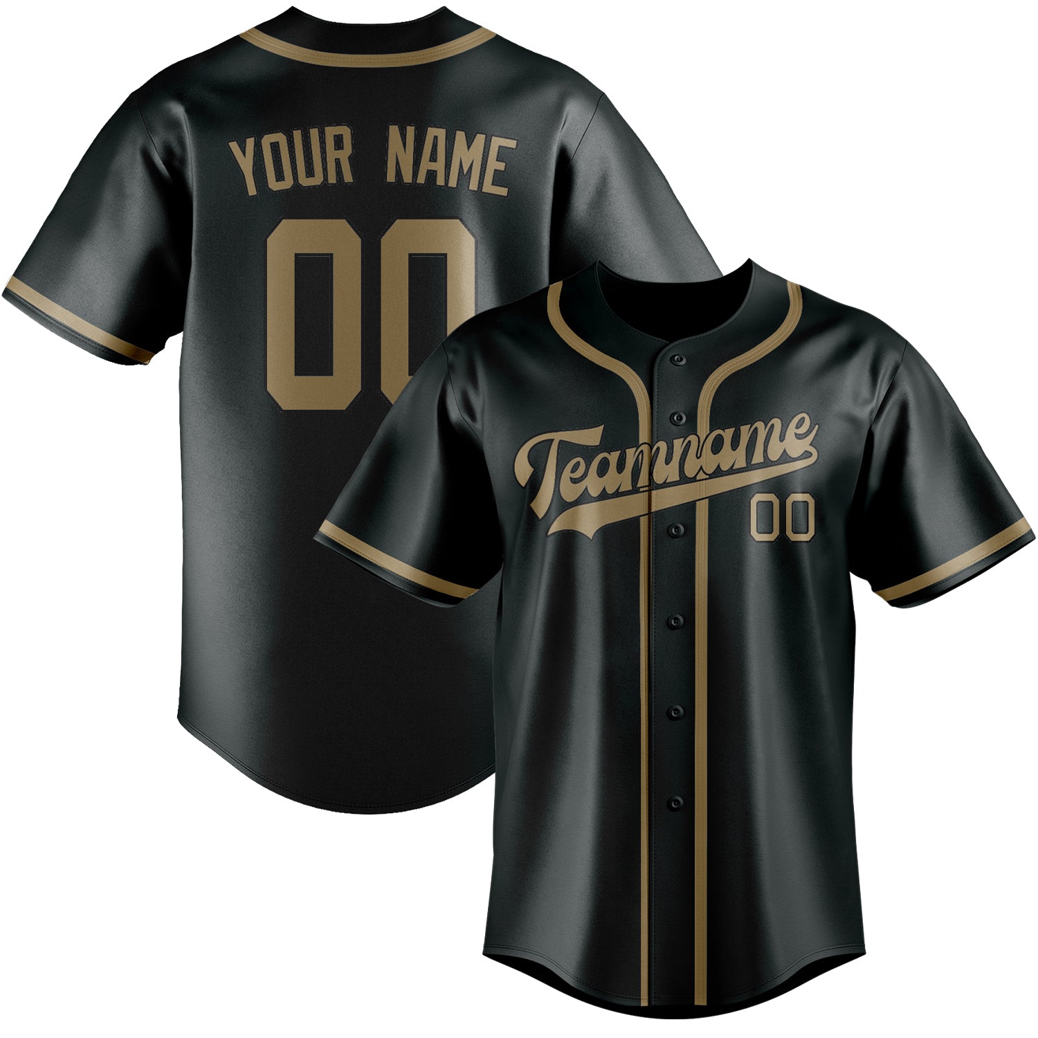 Custom Dark Grey Light Khaki Baseball Jersey