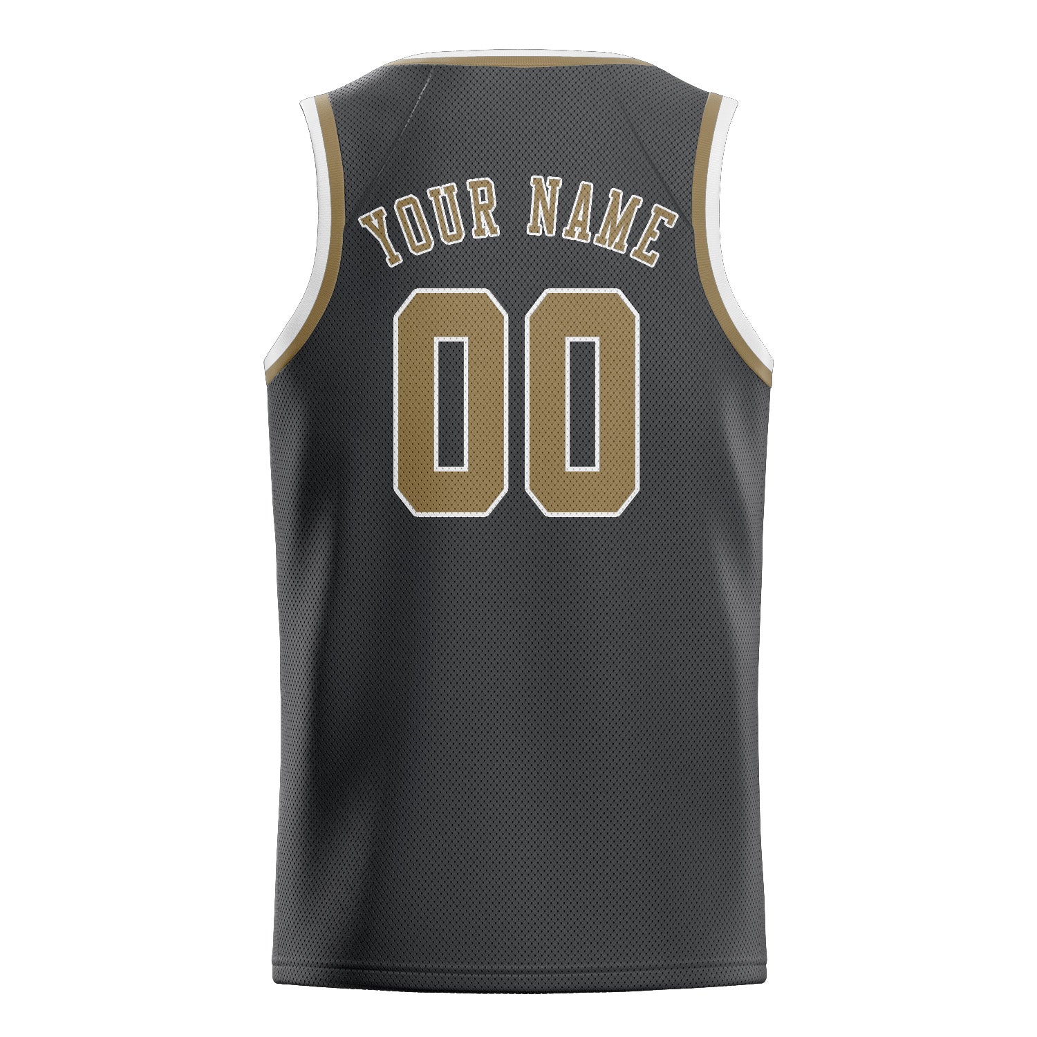 Custom Dark Grey Light Khaki Basketball Jersey