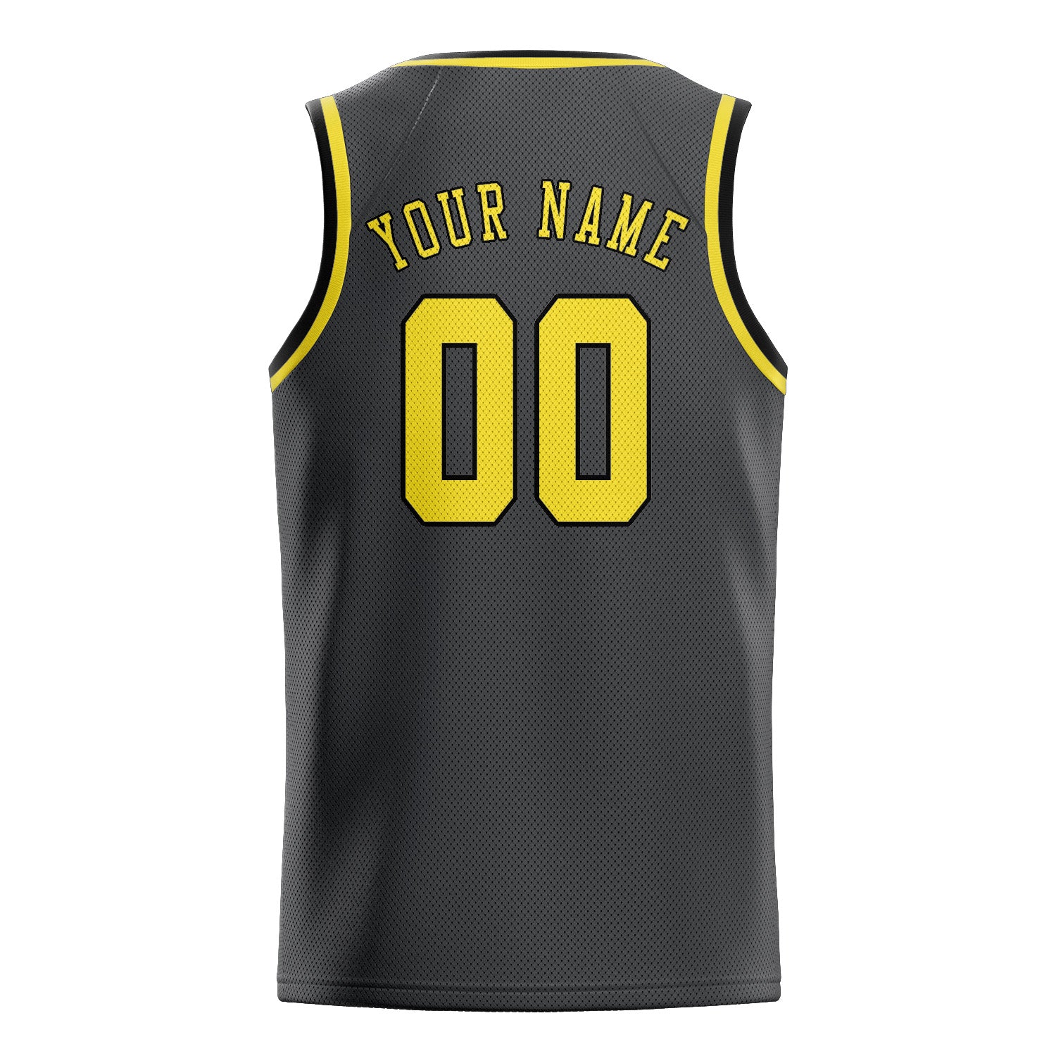 Custom Dark Grey Light Yellow Basketball Jersey