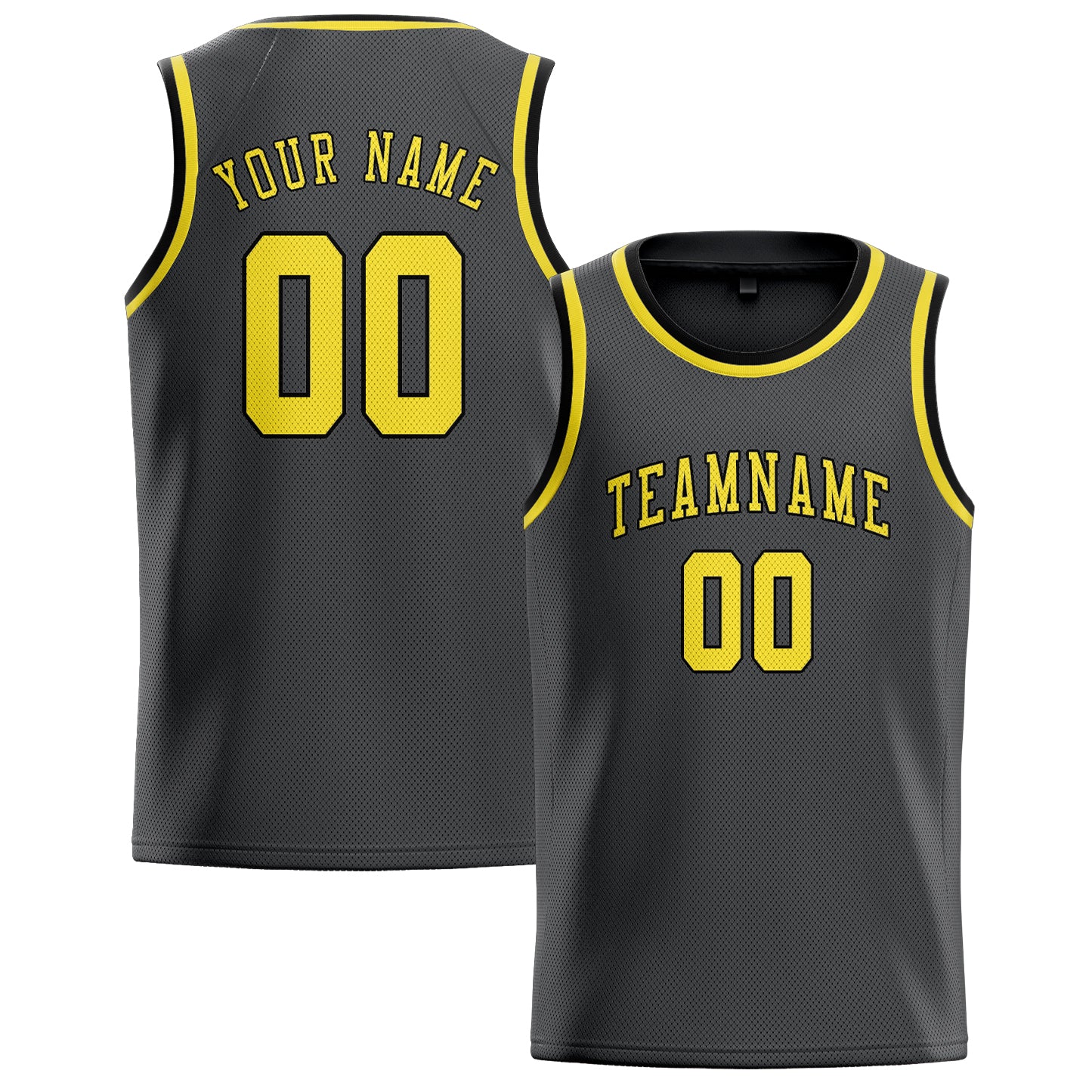 Custom Dark Grey Light Yellow Basketball Jersey