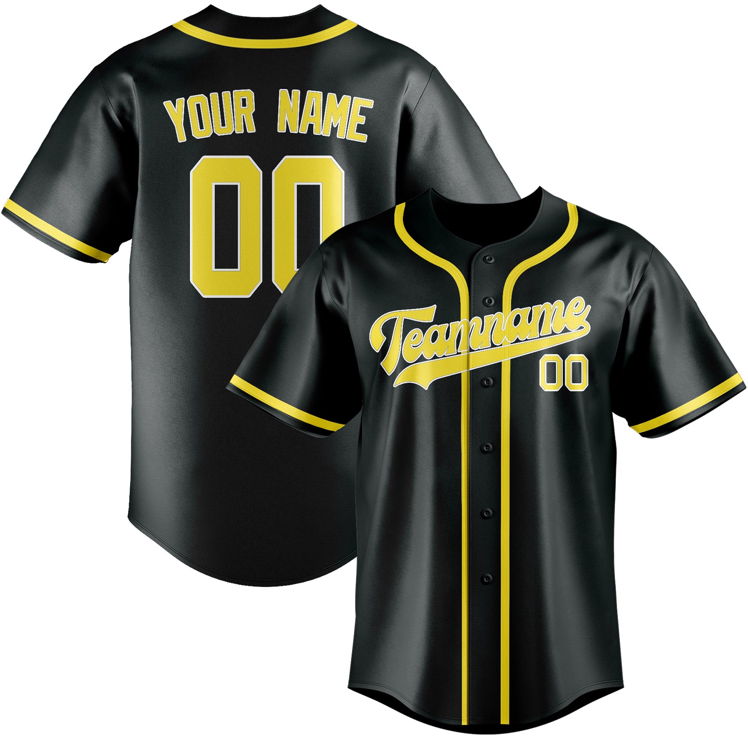 Custom Dark Grey Light Yellow Baseball Jersey