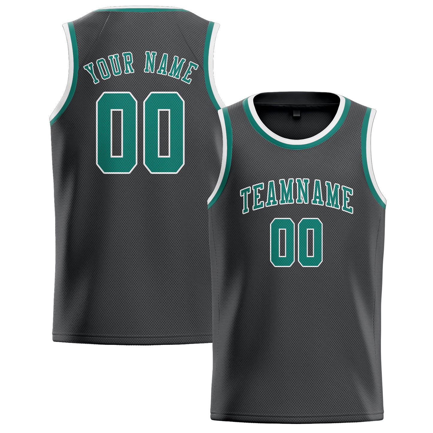Custom Dark Grey Blue Green Basketball Jersey