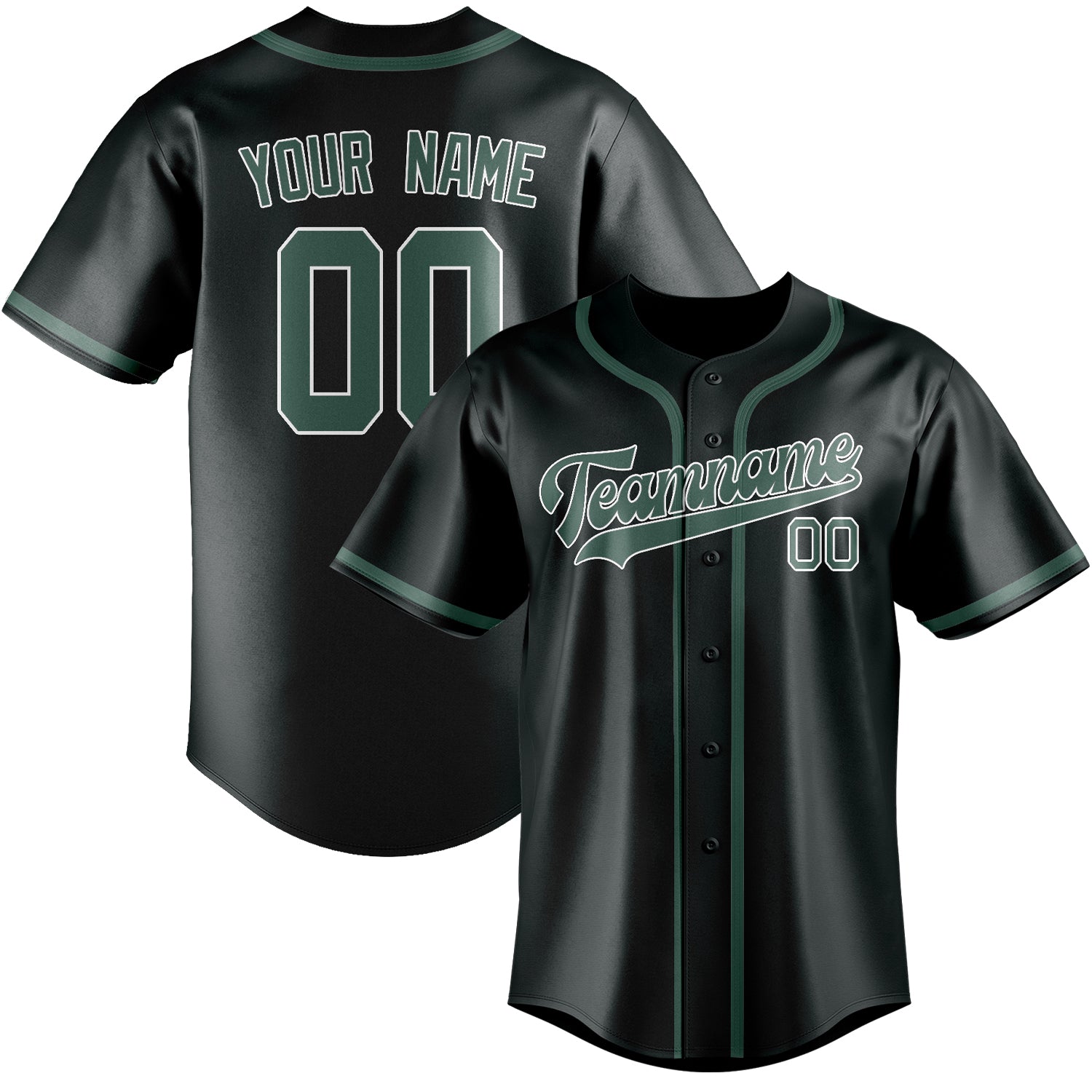 Custom Dark Grey Blue Green Baseball Jersey