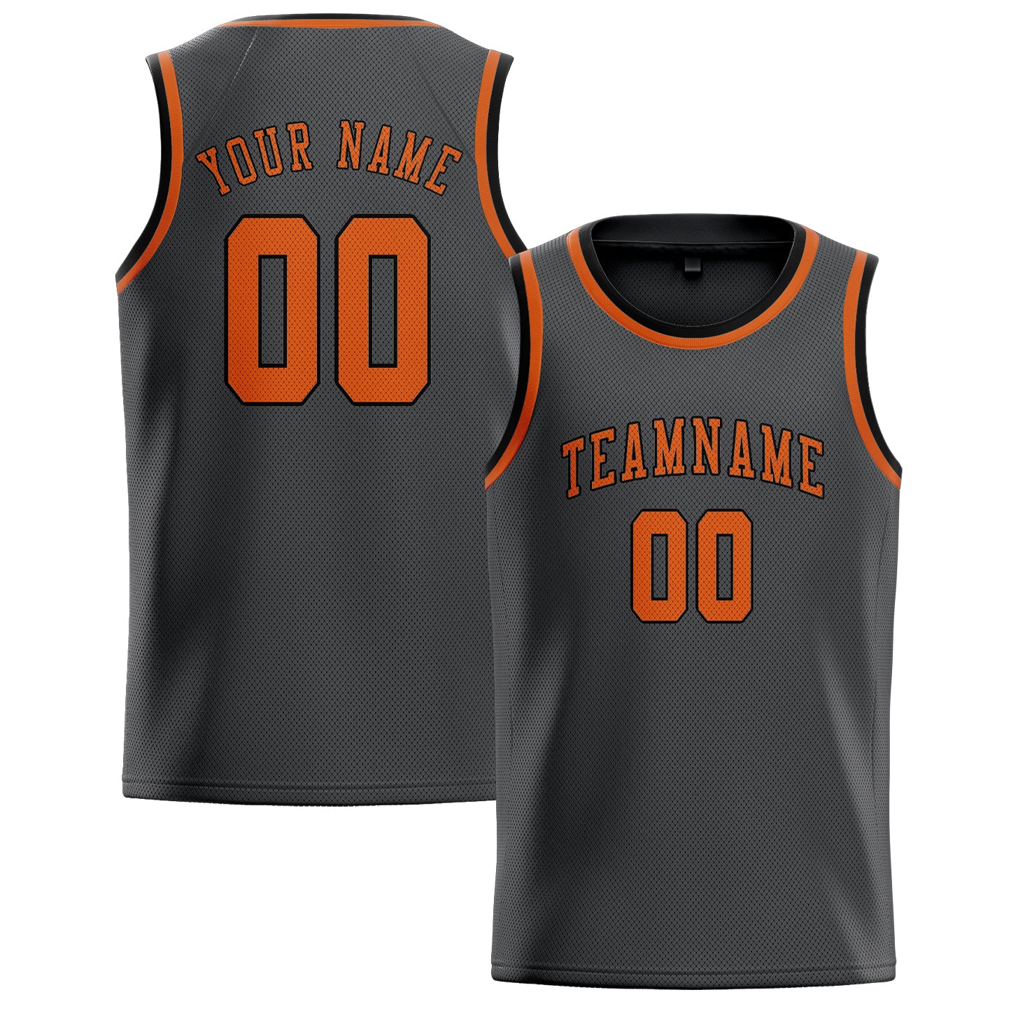 Custom Dark Grey Orange Basketball Jersey
