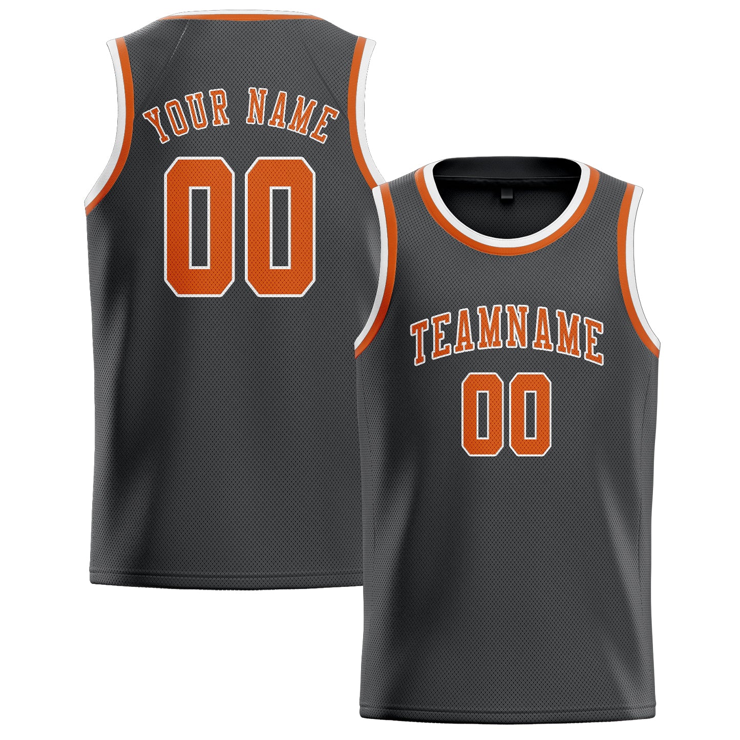 Custom Dark Grey Orange Basketball Jersey