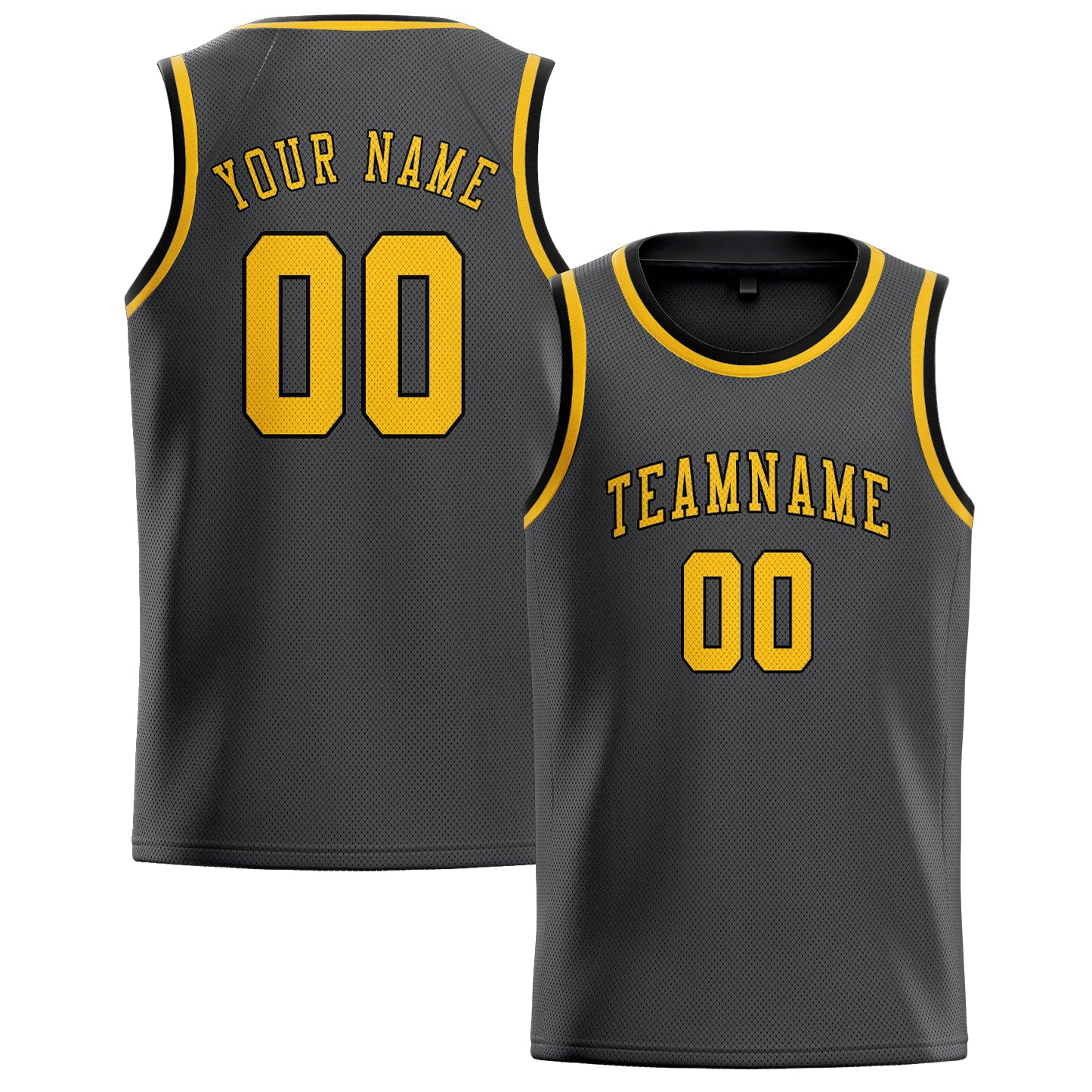 Custom Dark Grey Gold Basketball Jersey