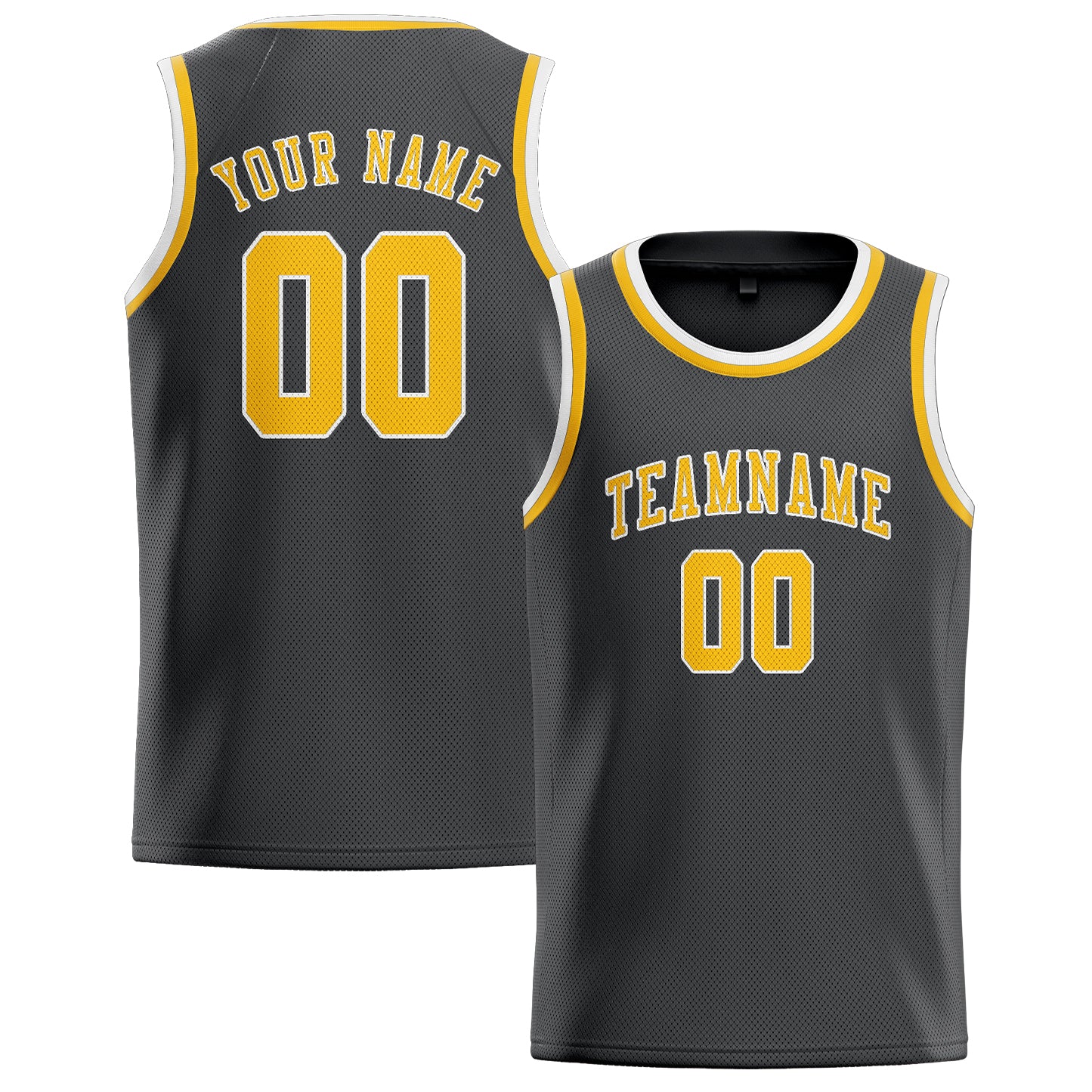 Custom Dark Grey Gold Basketball Jersey