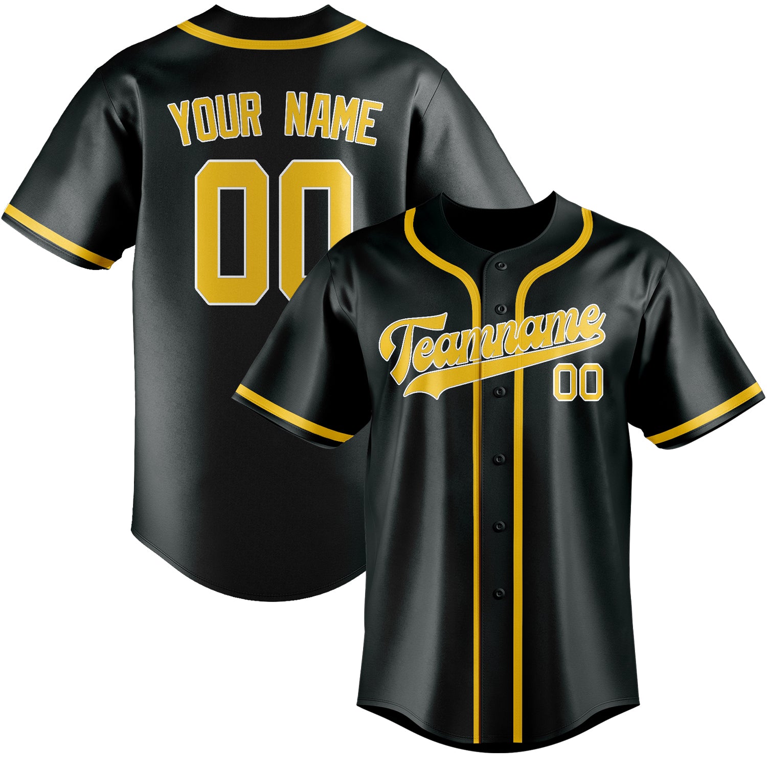Custom Dark Grey Gold Baseball Jersey