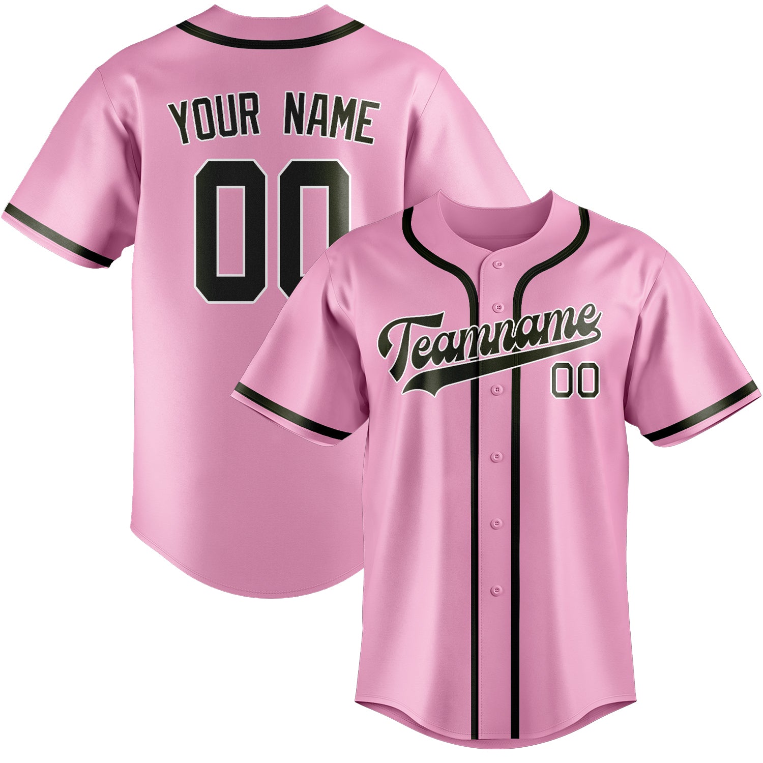 Custom Light Pink Olive Baseball Jersey