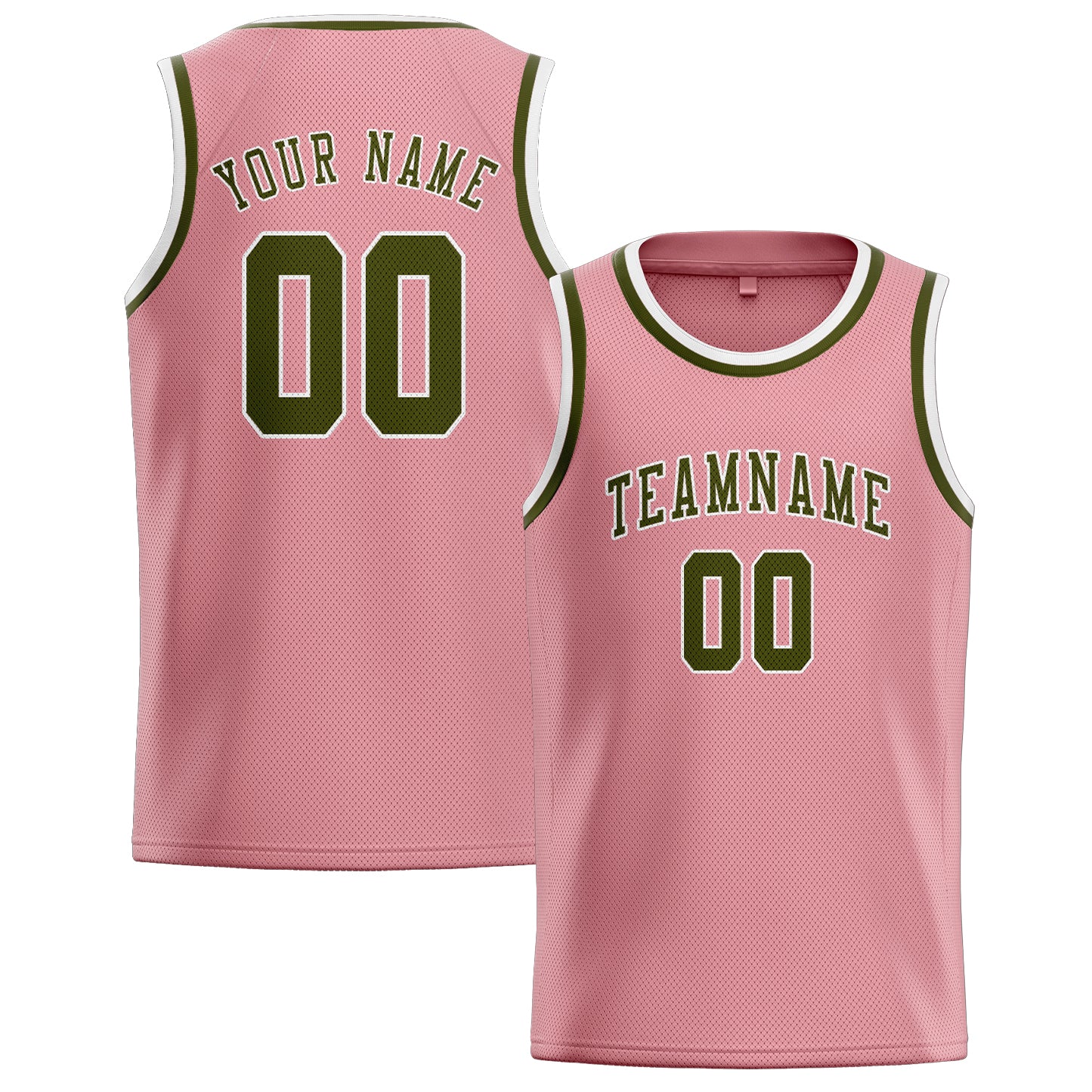 Custom Light Pink Olive Basketball Jersey