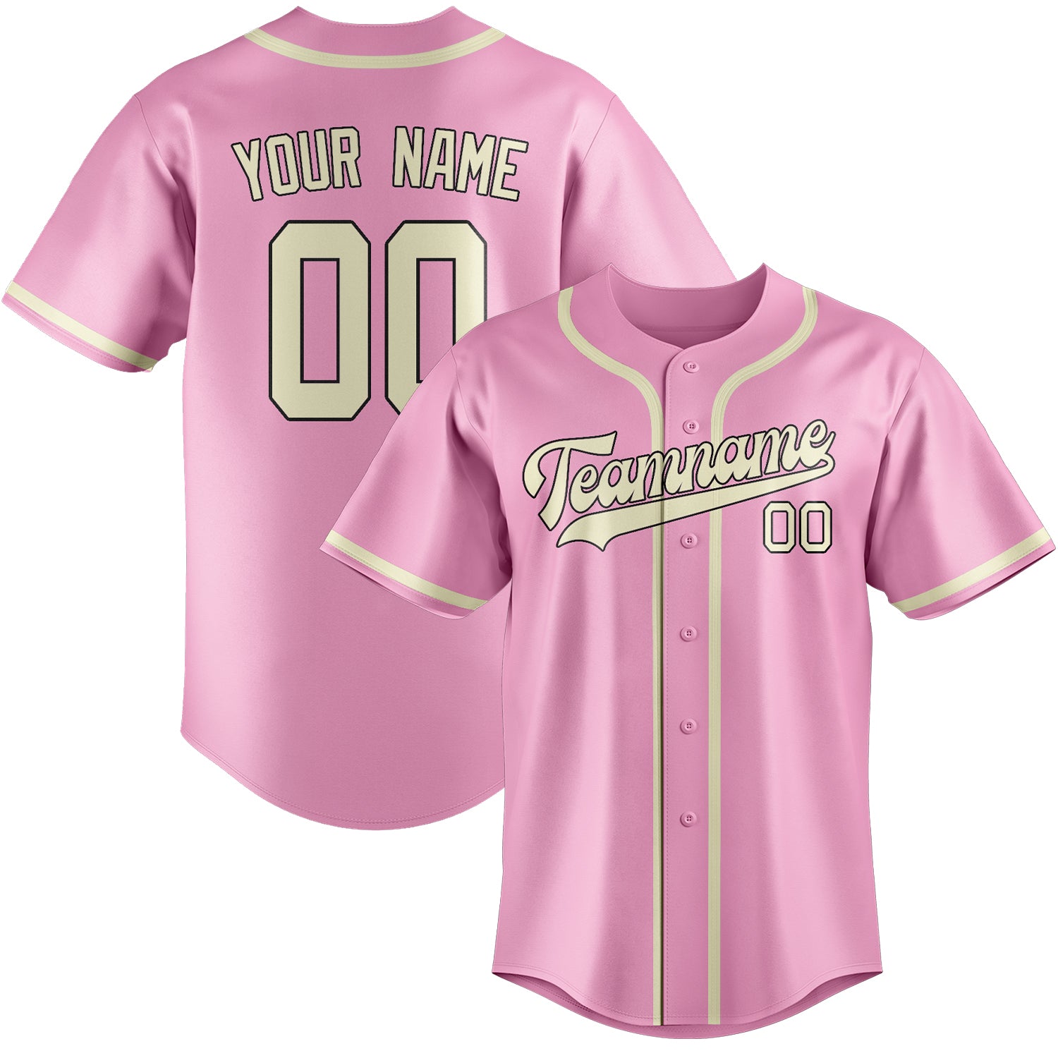Custom Light Pink Cream Baseball Jersey