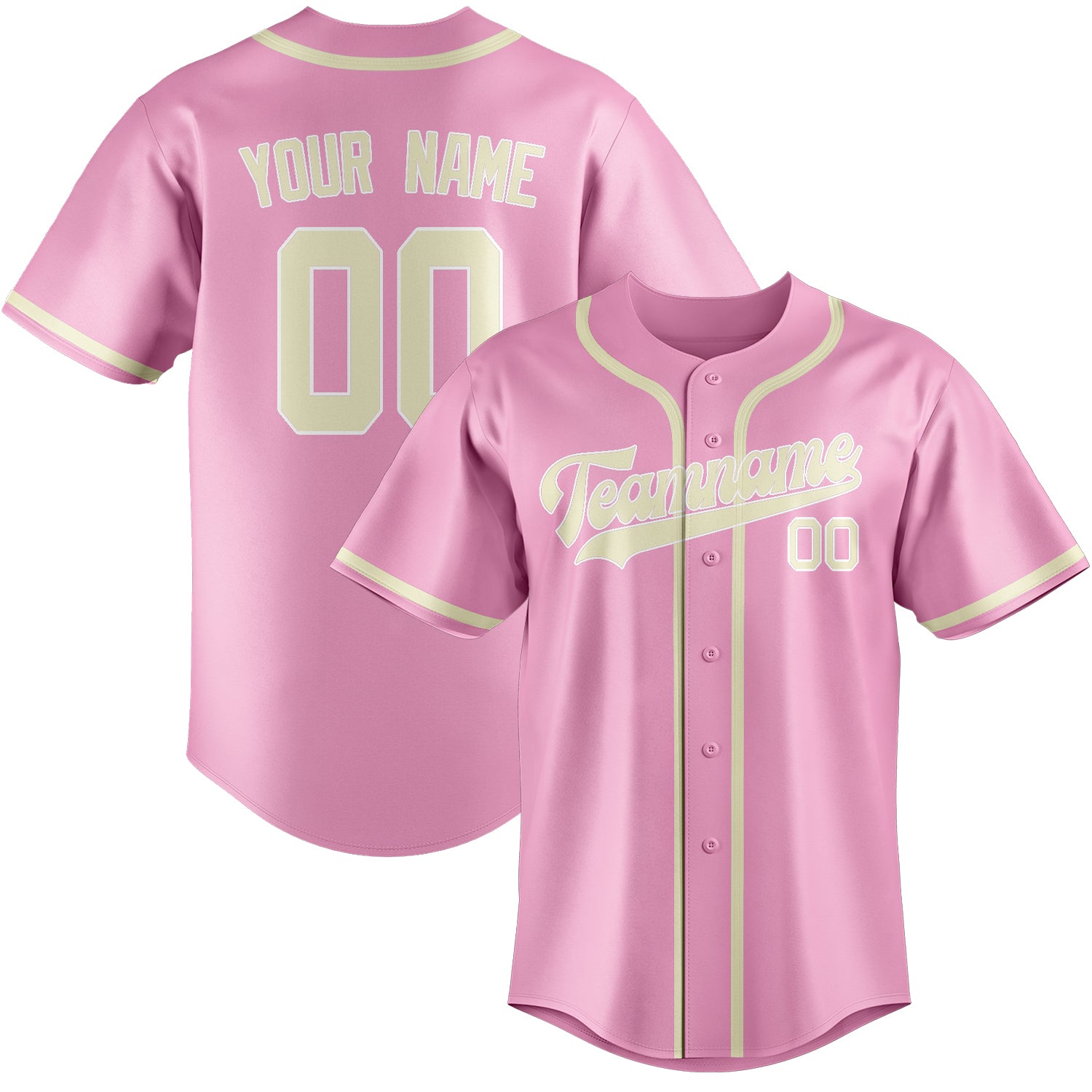 Custom Light Pink Cream Baseball Jersey