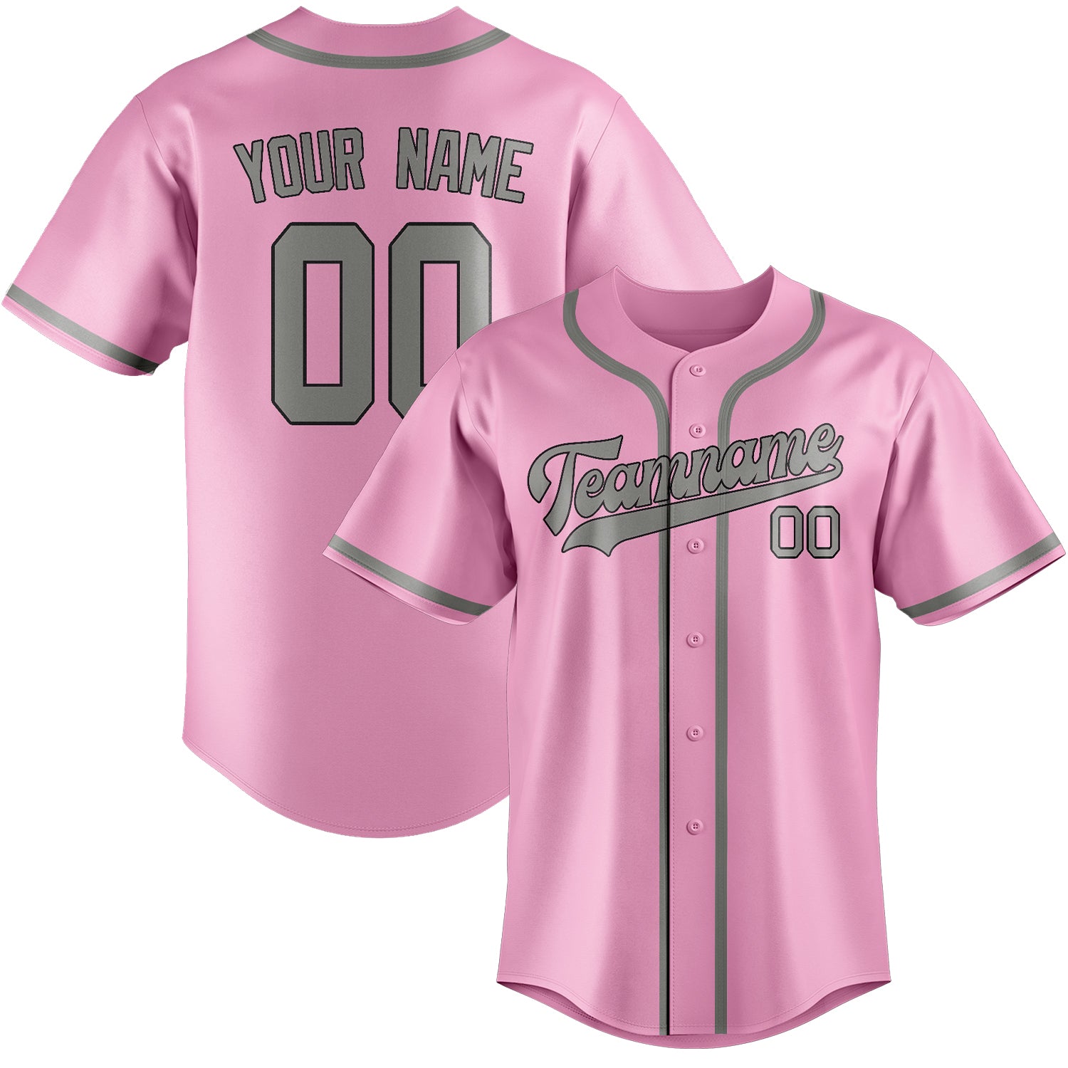 Custom Light Pink Gray Baseball Jersey
