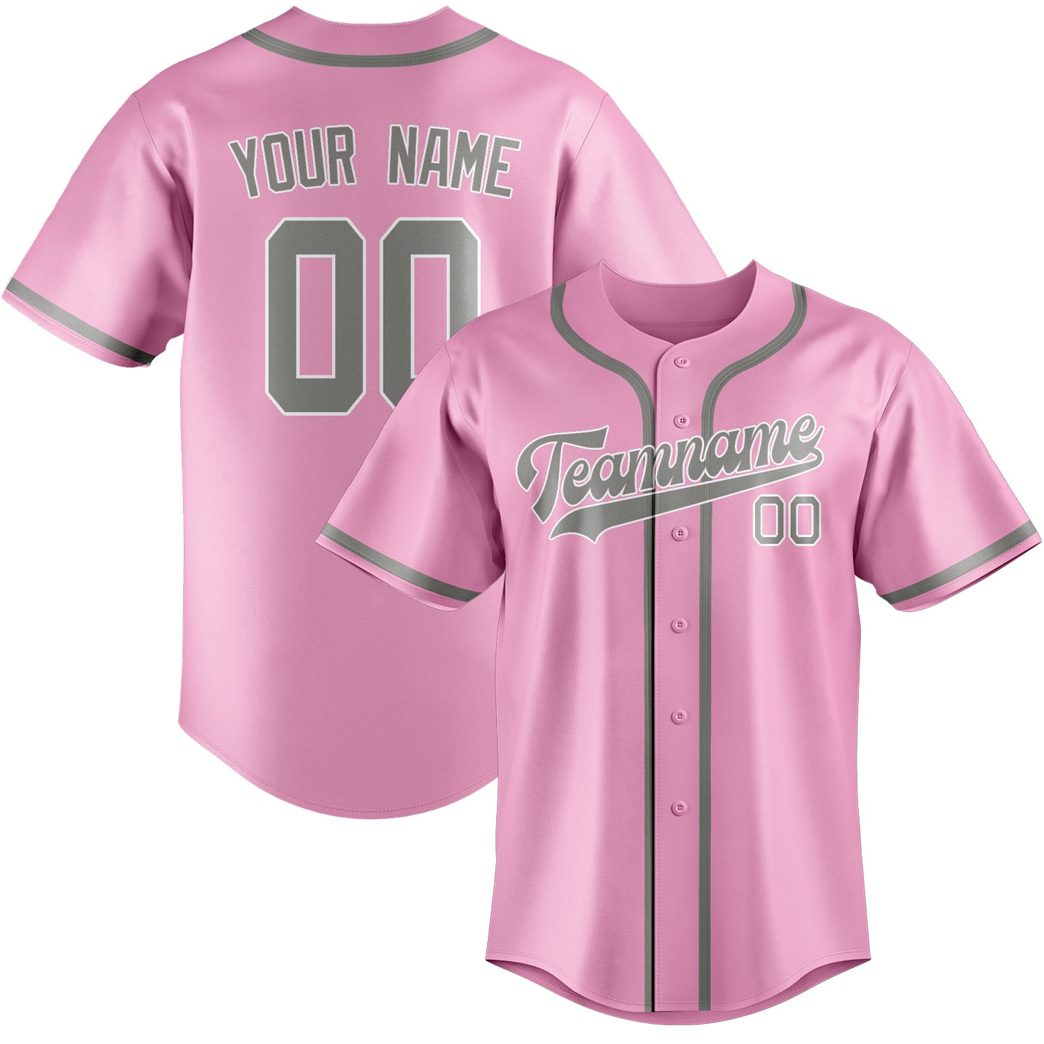 Custom Light Pink Gray Baseball Jersey