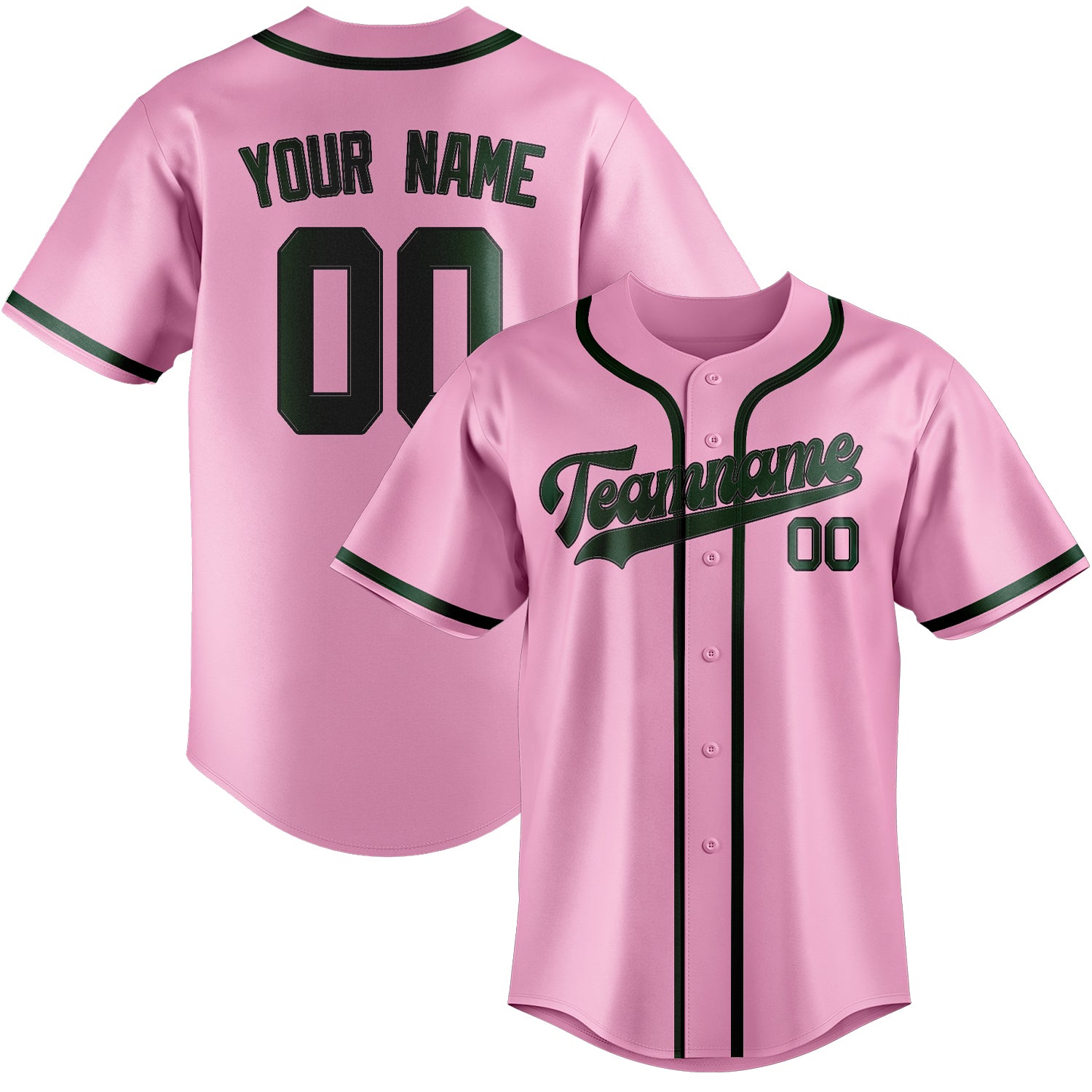 Custom Light Pink Green Baseball Jersey