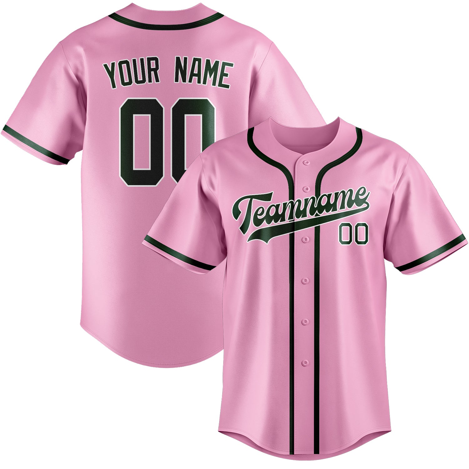Custom Light Pink Green Baseball Jersey
