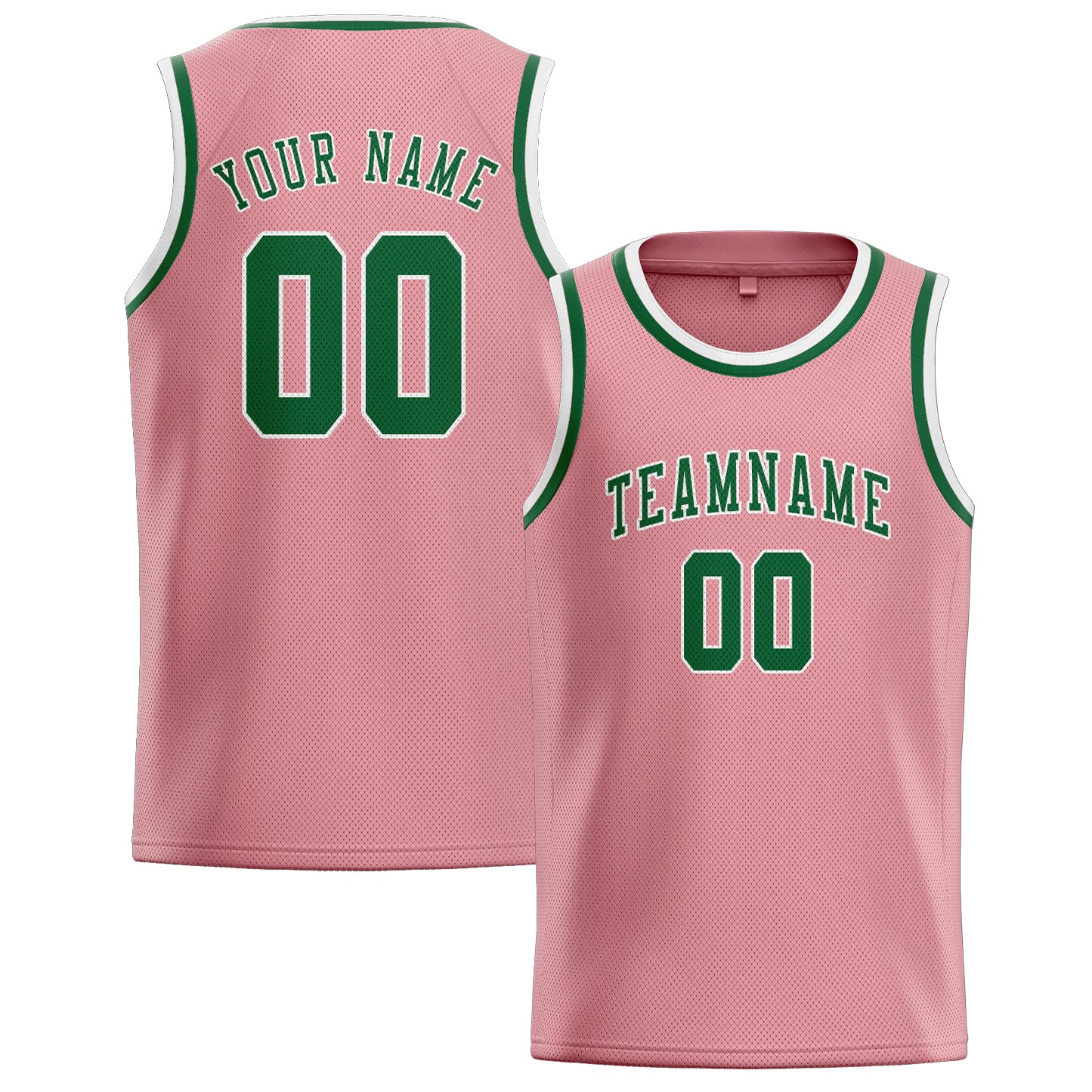Custom Light Pink Green Basketball Jersey