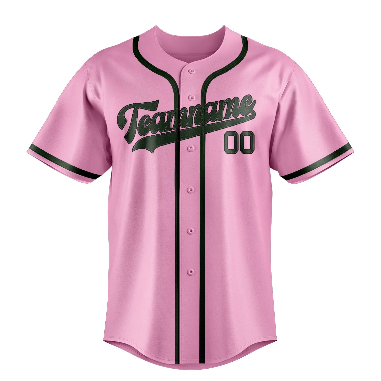 Custom Light Pink Dark Green Baseball Jersey